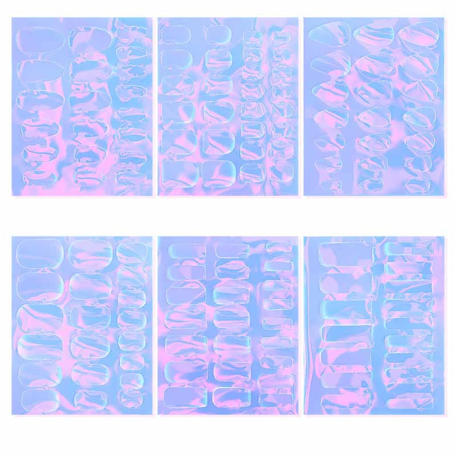 6 Sheets Aurora Ice Cube Nail Art Decals - Large Colorful Cellophane Transfer Paper for DIY Nail Designs | Perfect for Gel Polish, Acrylic Nails & Manicure Accessories