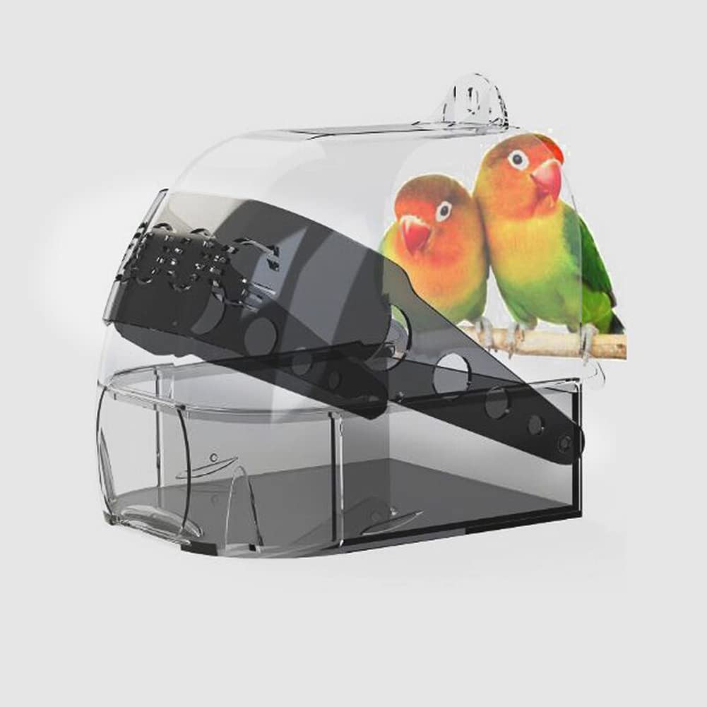 **Large Transparent Plastic Bird Bath Box - Hanging Shower Tub for Parrots, Parakeets & Cage Birds | Perfect for Cage Cleaning, Pet Grooming & Bird Bathing**