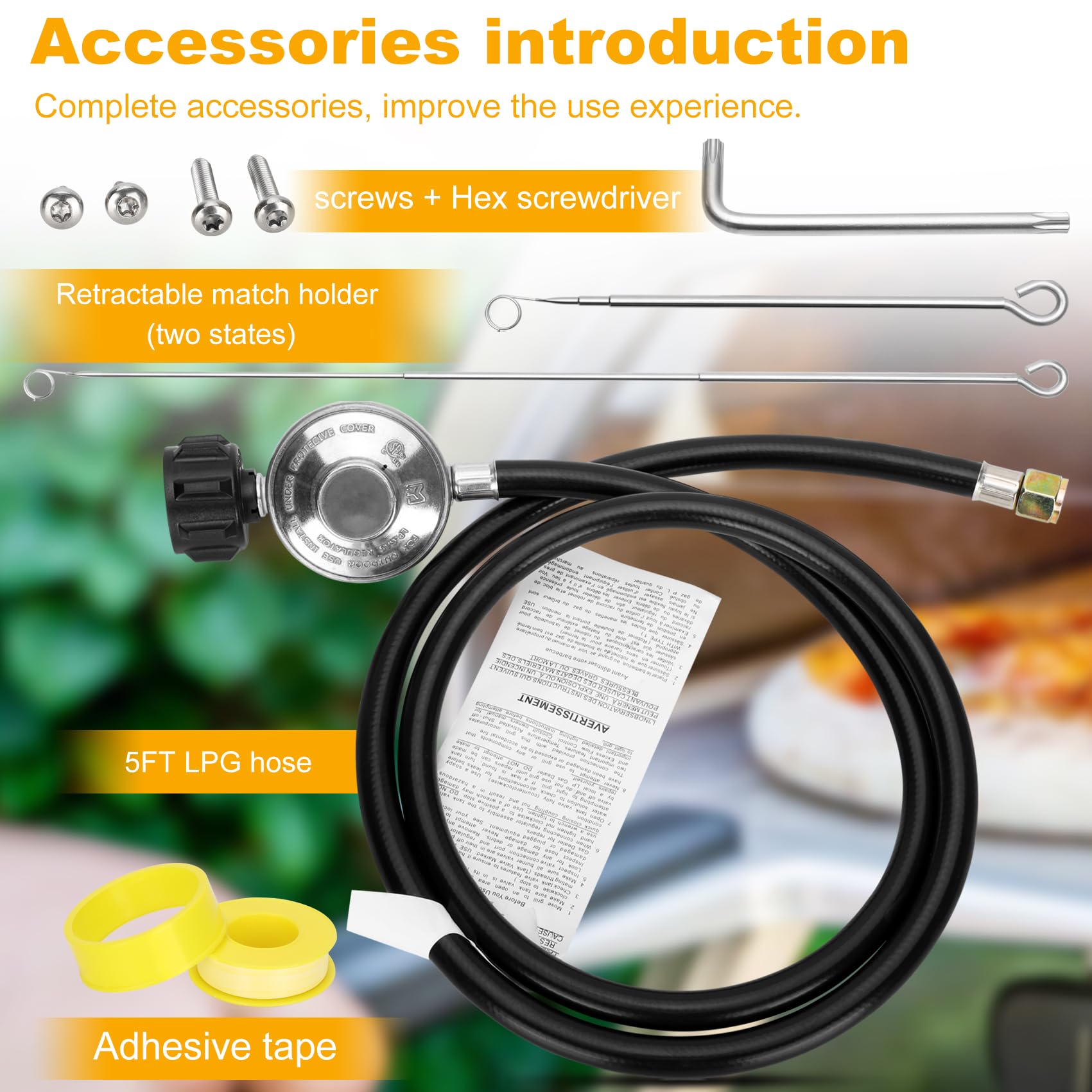 High-Performance Gas Burner for Pizza Oven - Universal Outdoor Pizza Oven Gas Burner Attachment - Perfect for Backyard Pizza Parties & Outdoor Cooking