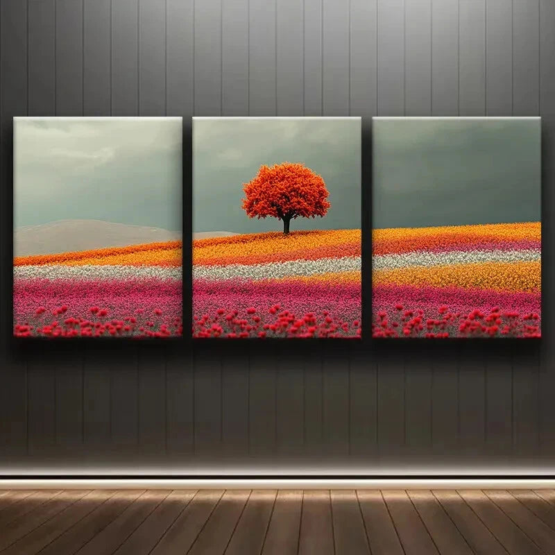 3-Piece Large Field of Roses Wall Art Set - Framed Canvas Decor 40x60cm | High Quality Print | 100% Australian Made | Ready to Hang | Perfect for Living Room, Bedroom & Office Decor