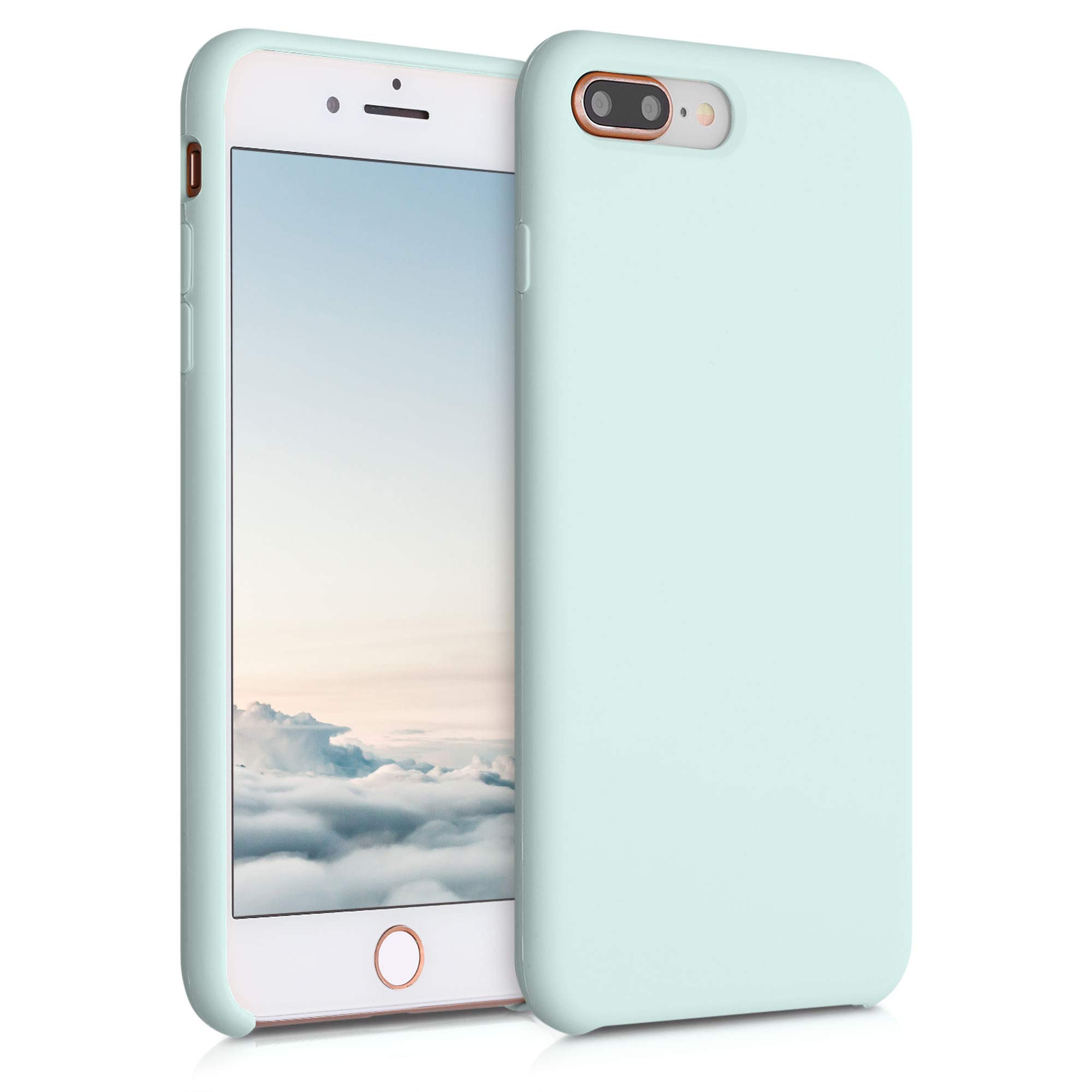 kwmobile Shockproof TPU Silicone Case for Apple iPhone 7 Plus/iPhone 8 Plus - Soft Protective Phone Cover in Cool Mint - Perfect for Everyday Use & Outdoor Activities