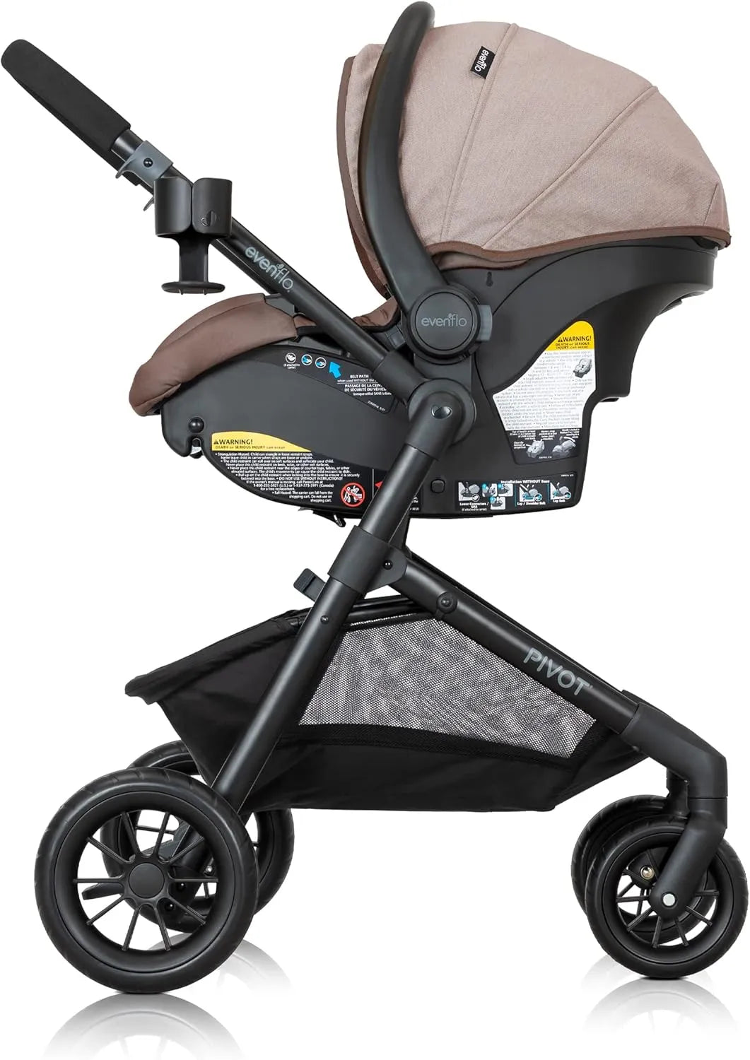 Pivot Modular Travel System with Litemax Infant Car Seat in Desert Tan - Lightweight Stroller & Car Seat Combo for Newborns | Perfect for Air Travel, Shopping & Family Outings