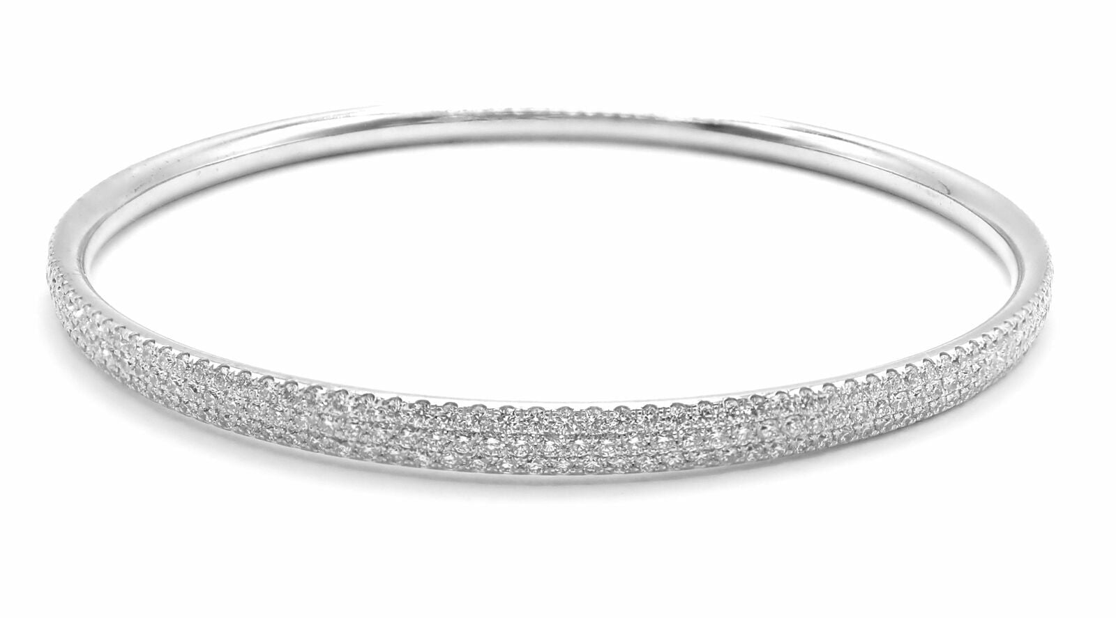 Tiffany & Co Metro 18k White Gold Full Diamond Three Row Bangle Bracelet - Luxury Diamond Tennis Bracelet for Women - Perfect for Weddings, Anniversaries & Special Occasions