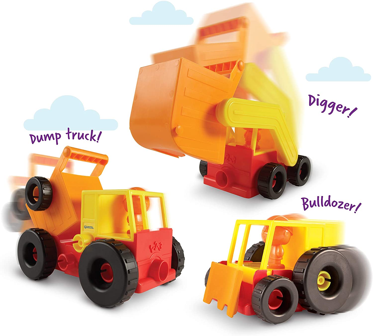 1 2 3 Build It! Construction Crew Toy Set - STEM Learning Building Blocks for Kids Ages 3-6 - Creative Play Construction Toys for Preschoolers & Toddlers - Perfect for Birthday Gifts & Classroom Activities