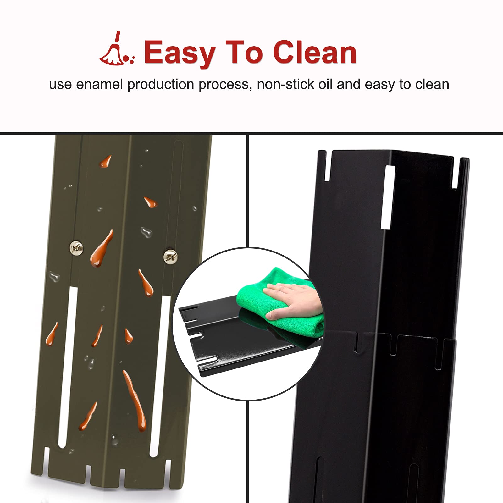 Universal Adjustable Grill Heat Plates, Heat Tents & Burner Covers - 4-Pack Porcelain Steel Heat Deflectors & BBQ Grill Shields for Gas Grills - Perfect for Backyard BBQs, Camping & Outdoor Cooking