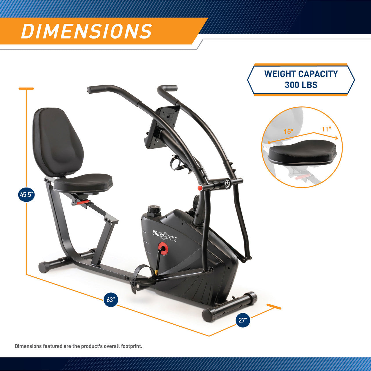 Marcy JX-7301 Dual Action Recumbent Exercise Bike for Home Gym - Full Body Workout Machine with Adjustable Resistance | Ideal for Cardio Training, Physical Therapy & Low-Impact Fitness