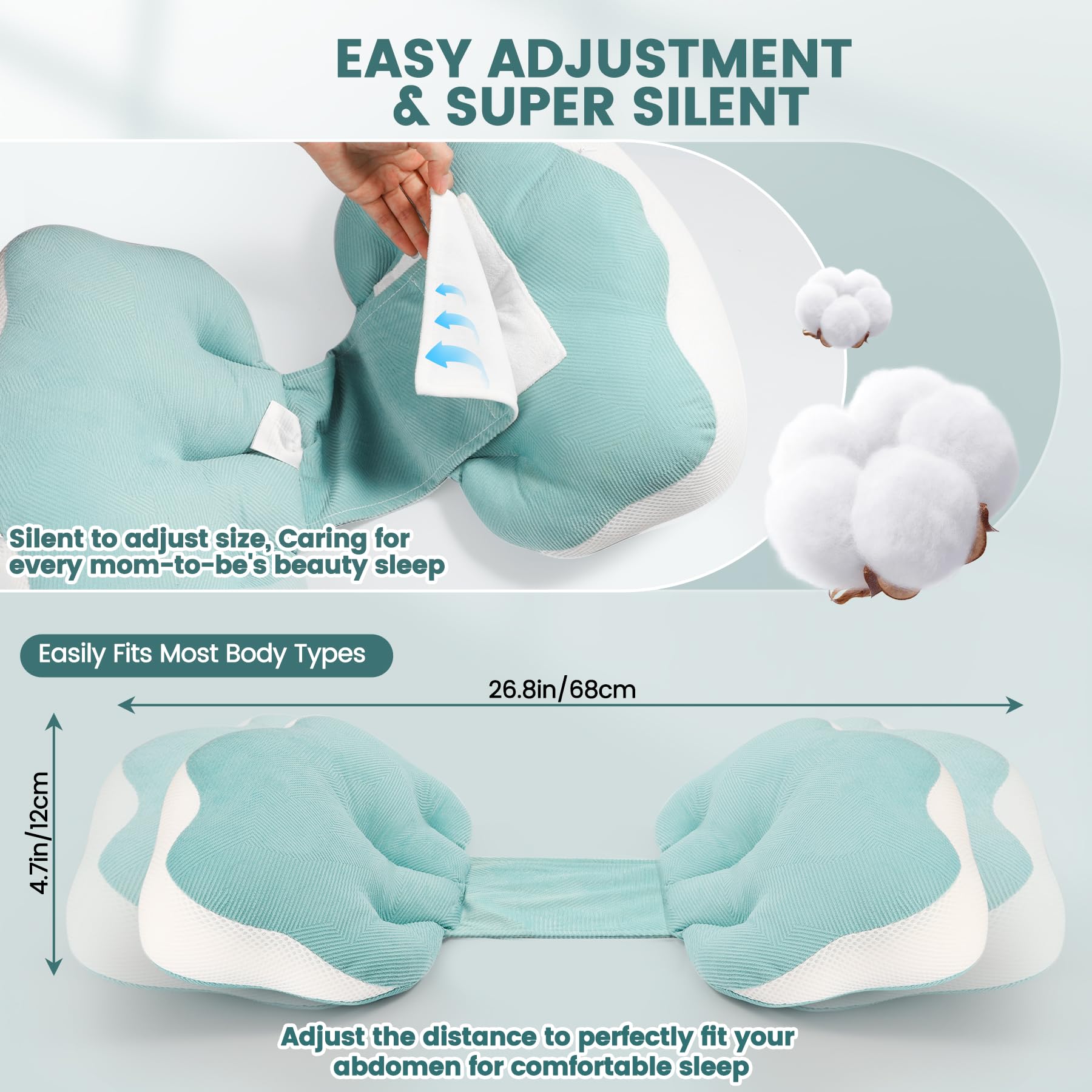 URMYWO Pregnancy Pillow for Sleeping - Full Body Maternity Support Pillow with Adjustable Design for Back, Legs, Belly & Hips Relief | Includes Laundry Bag | Perfect Gift for Expecting Moms | Great for Side Sleeping, Nursing & Pregnancy Comfort
