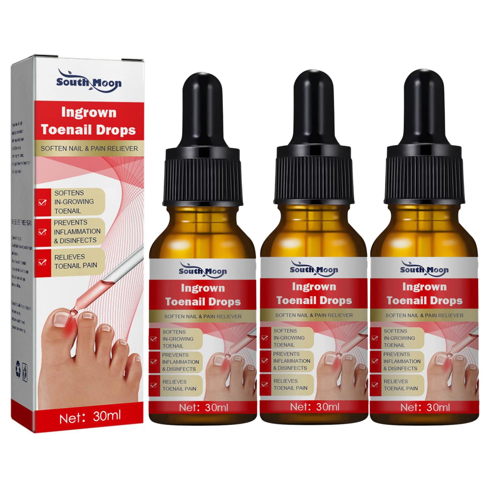 ninRYA 30ML Ingrown Toenail Correction Oil - Pain Relief & Treatment for Ingrown Nails, Easy Trimming Solution (3 Pack) - Perfect for Athletes, Runners & Daily Foot Care
