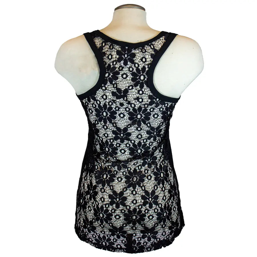 Liberty Wear Women's Sexy Cut Out Lace Back Tank Top - Summer Sleeveless Casual Blouse for Date Night & Beach Outfits