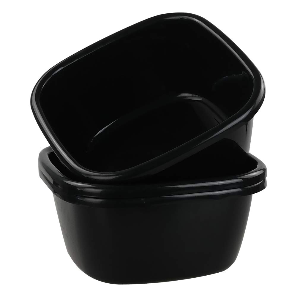 16 Quart Wash Basin - 3-Pack Black Plastic Dish Pan for Kitchen, Laundry, Camping & Household Cleaning
