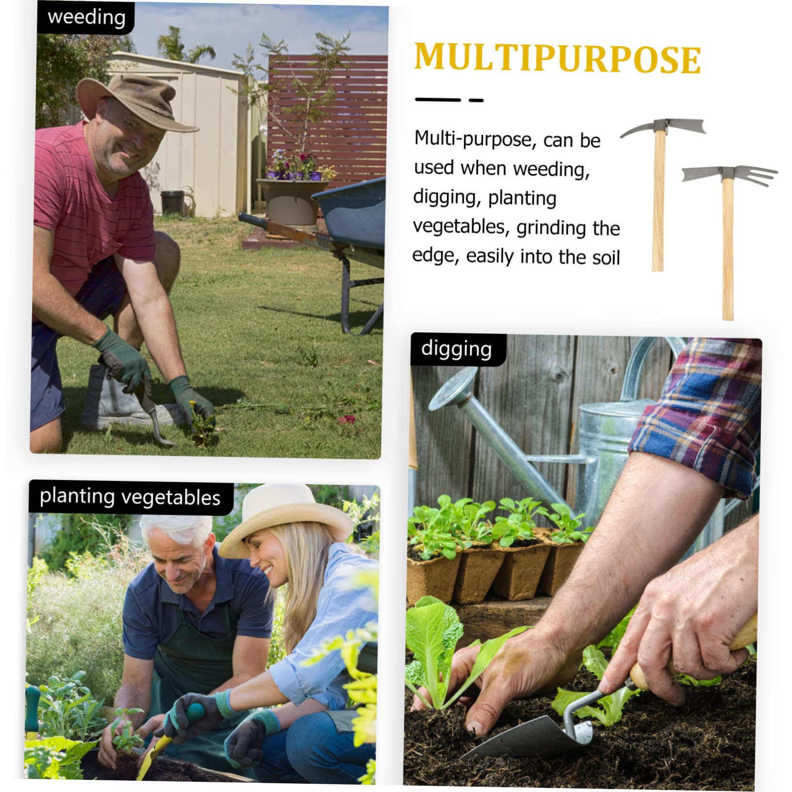 2 Pack Heavy Duty Garden Hoes - Ergonomic Handle Weeding & Soil Cultivation Tools for Outdoor Gardening, Landscaping, and Yard Work