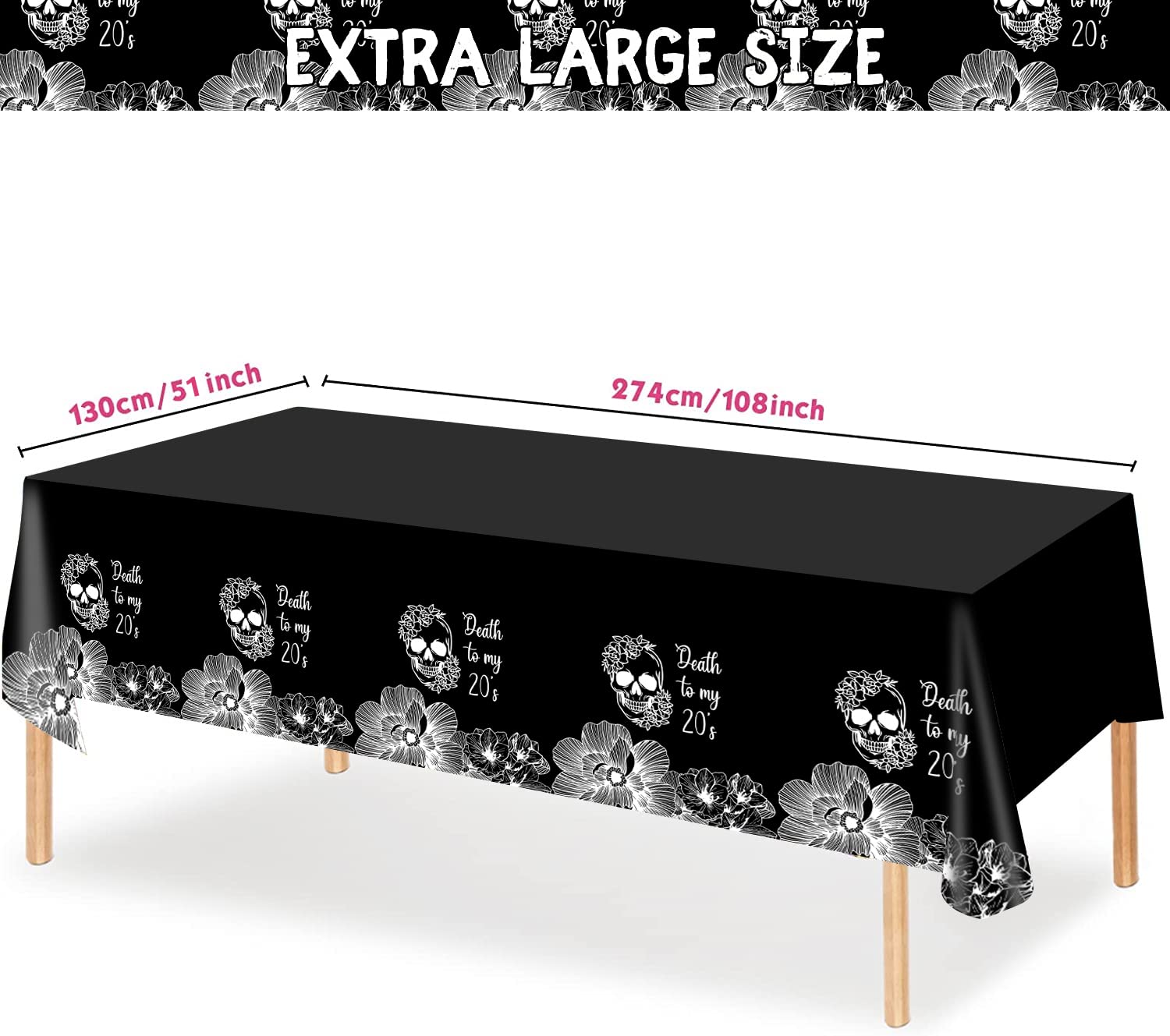 Death To My 20s & RIP To My 20s Tablecloths - 30th Birthday Party Decorations for Women - 3 Pack Set - Perfect for 30th Birthday Celebrations, Milestone Parties & Fun Adult Gatherings