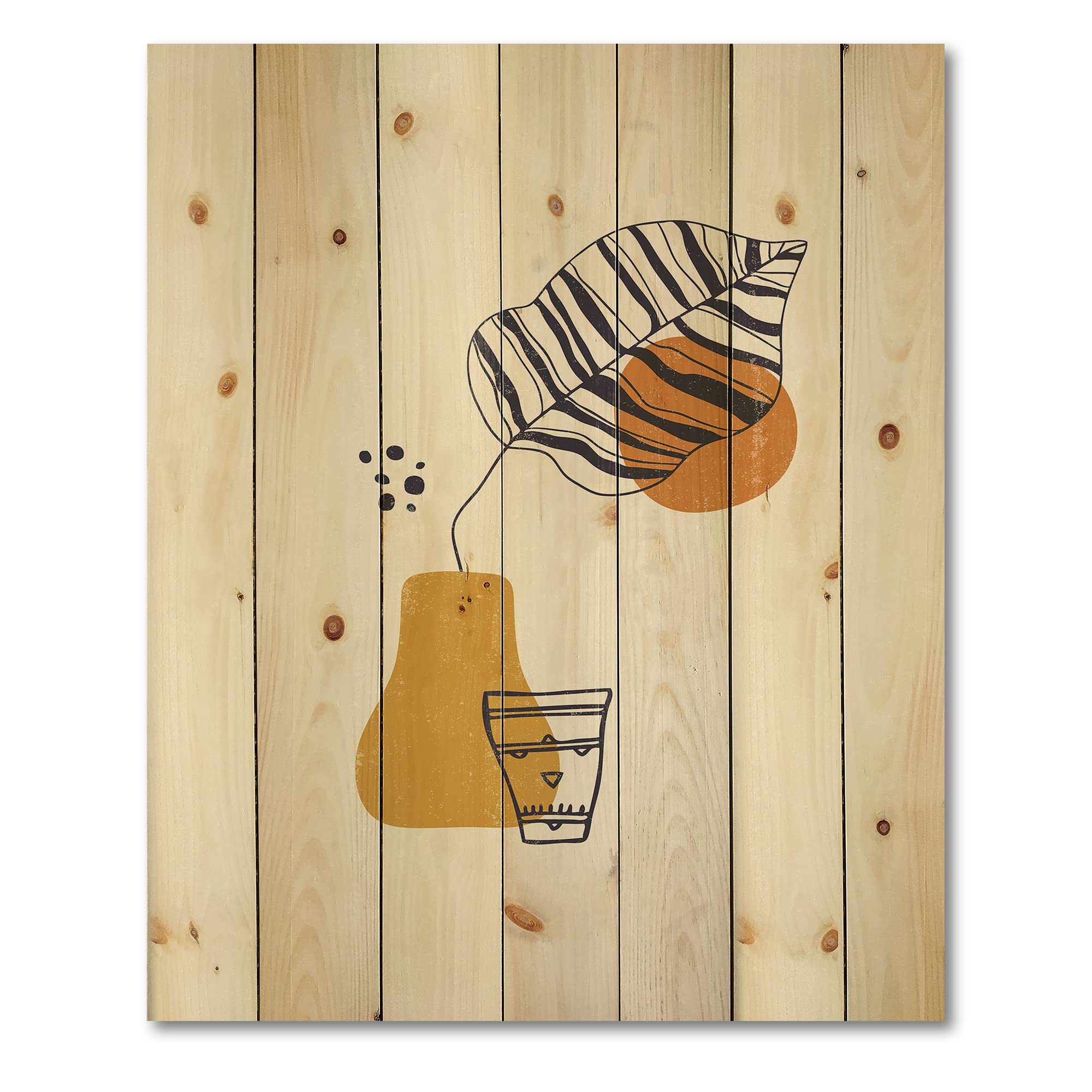 Minimalist Leaf Wood Wall Art - Blue Floral Pine Decor for Modern Homes