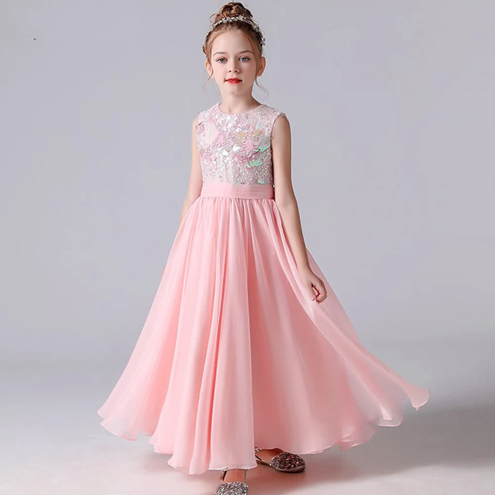 Sparkly Pink Flower Girl Dress for Kids - Elegant Junior Bridesmaid Gown for Weddings, Birthday Parties & Special Occasions | Perfect for Pageants, Photo Shoots & Celebrations