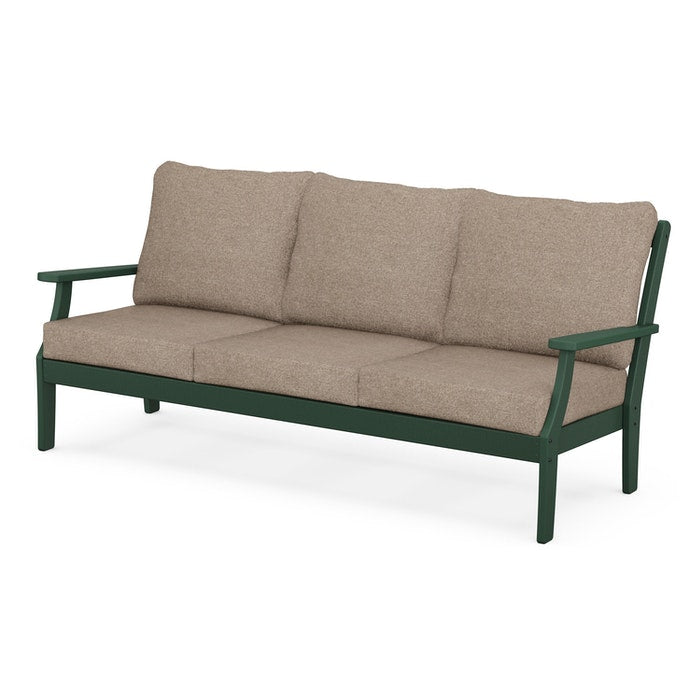 POLYWOOD Braxton Deep Seating Outdoor Sofa - All-Weather Wicker Patio Furniture Set for Backyard, Poolside & Garden Relaxation