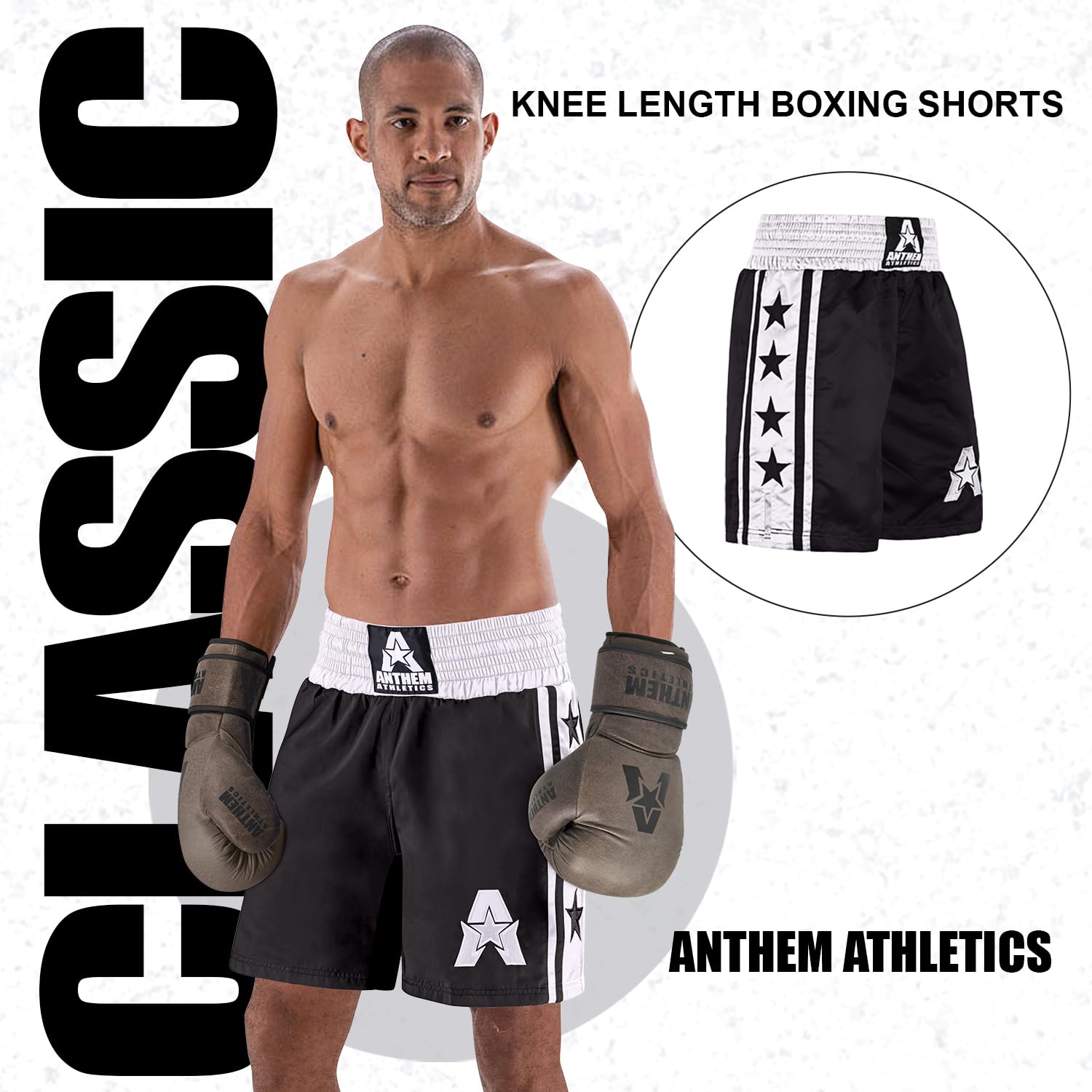 Anthem Athletics Classic Boxing Shorts for Men & Women - Machine Washable Muay Thai & Training Shorts | Perfect for Boxing, MMA, Gym Workouts & Fitness Training