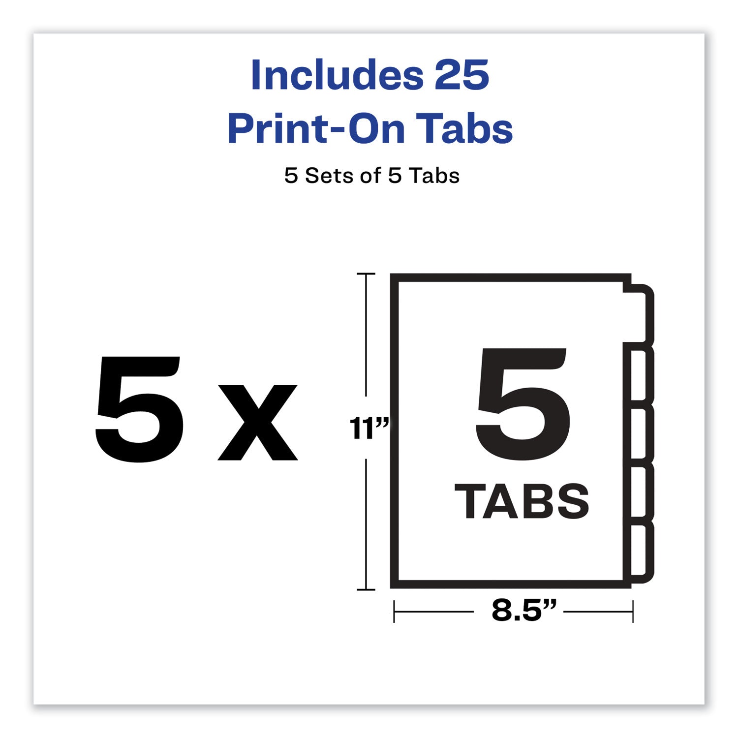 Avery® Customizable Print On Dividers - 5 Tab, 11 x 8.5 Inches, White, Unpunched, 5 Sets - Perfect for Office Organization, Filing Systems & School Binders