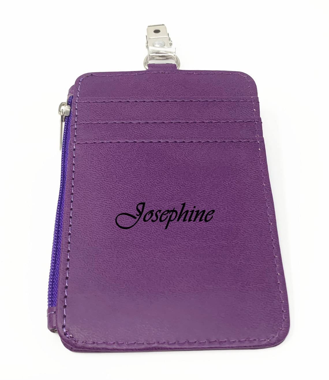 Personalized Leather Vertical ID Badge Holder with 4 Card Slots & Custom Engraving - Perfect for Office, Security, and Corporate Events