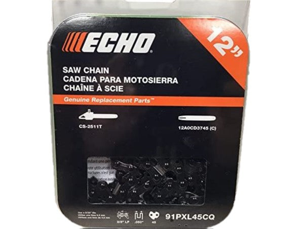 ECHO 12-Inch Replacement Chainsaw Chain 91PX45CQ - Compatible with ECHO CS-310, CS-330, CS-340 Chainsaws - Ideal for Wood Cutting, Tree Trimming & Landscaping