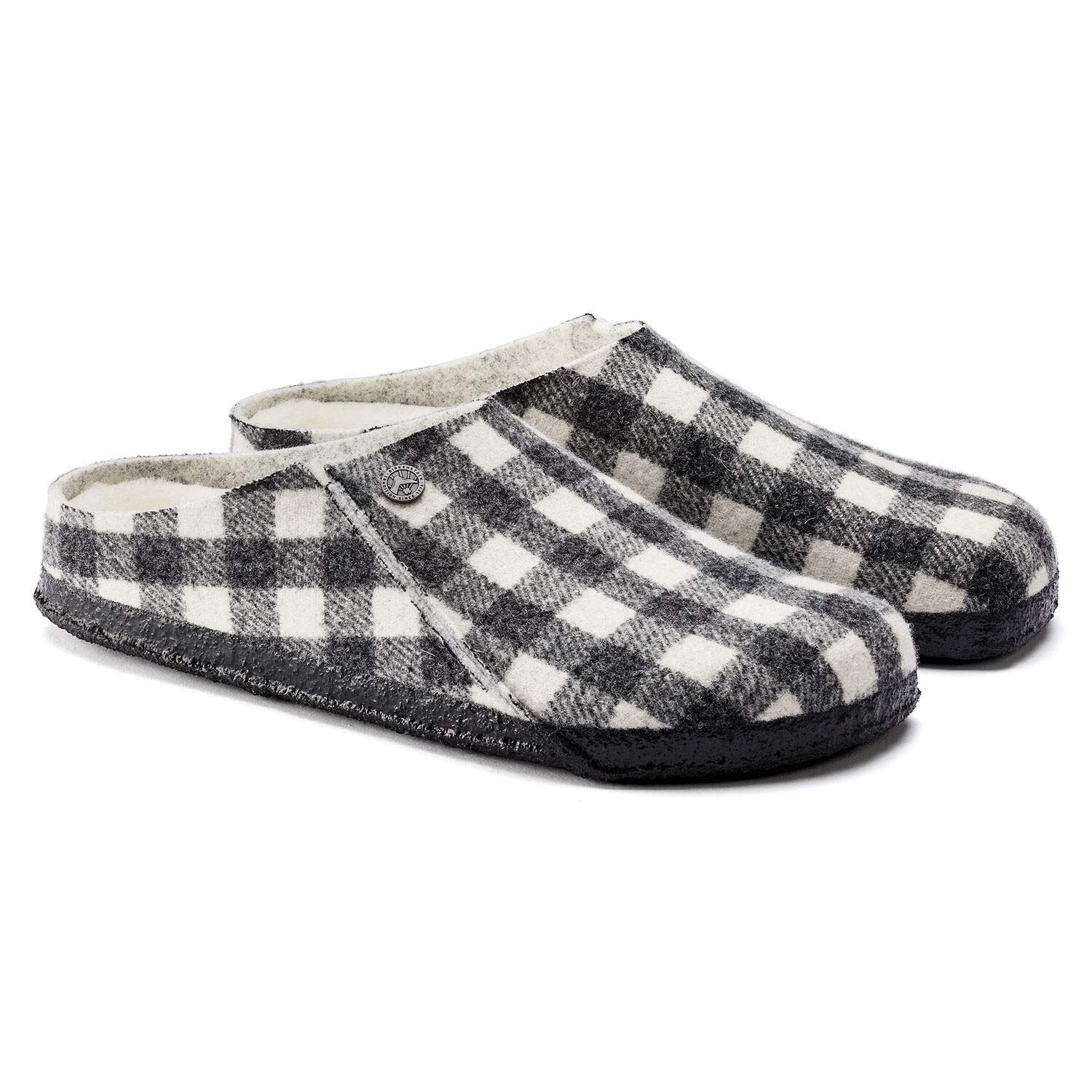 Birkenstock Men's Zermatt Shearling Slippers - Plaid White/Natural - Size 13 Medium US - Cozy Indoor/Outdoor House Shoes for Winter Comfort & Relaxation