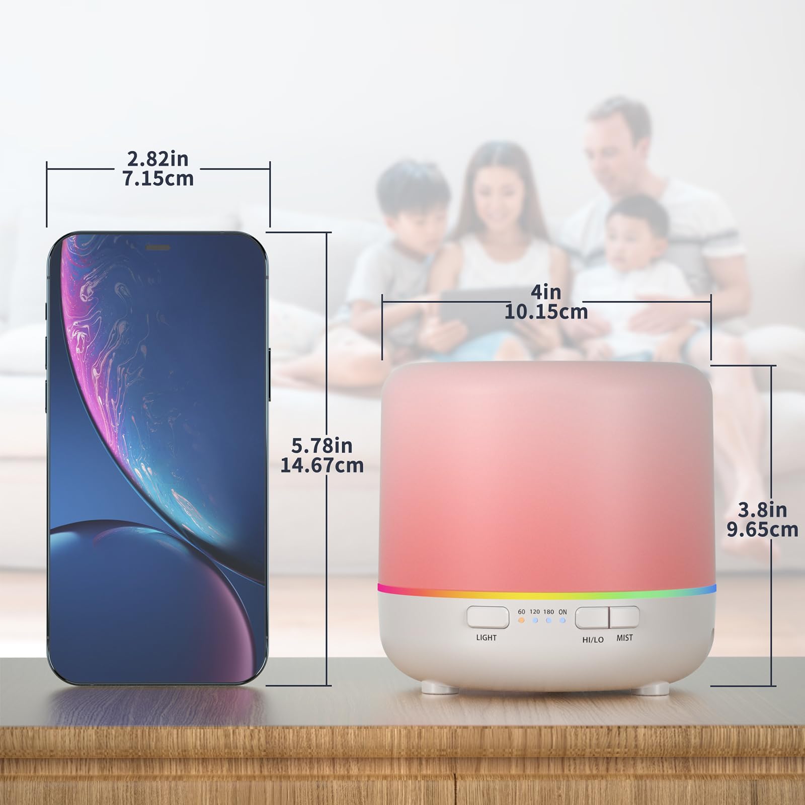 200ml Colorful Essential Oil Diffuser with Adjustable Mist Mode & Auto Shut-Off - Perfect for Aromatherapy in Bedroom, Office, Travel and Yoga Meditation