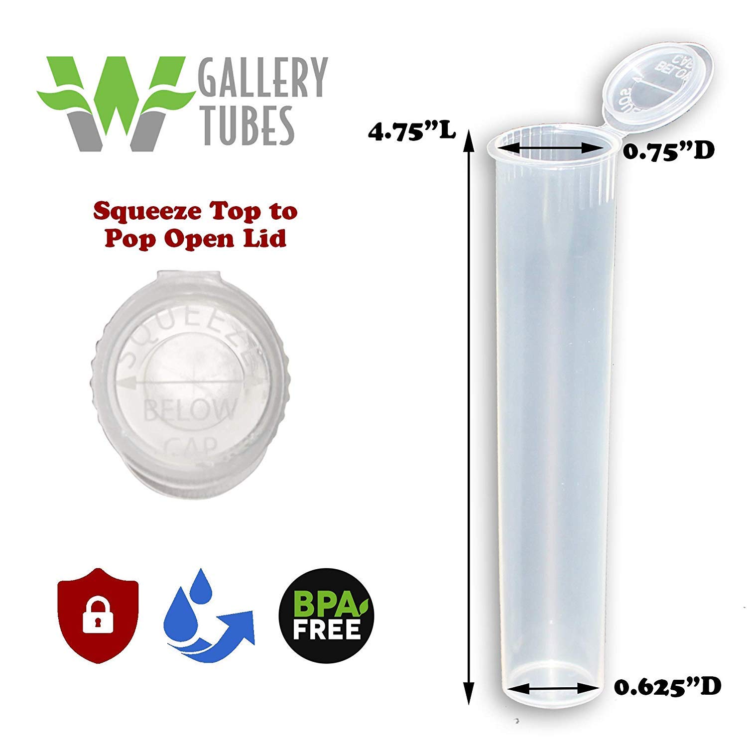 W Gallery 600 Clear 120mm Open Cap Pop Top Tubes - Airtight Smell Proof Plastic Containers - Medical Grade Prescription Bottles for Pills, Herbs, Flowers & Supplements (Bulk Pack) - Perfect for Pharmacy Storage, Travel Organizers & Home Use