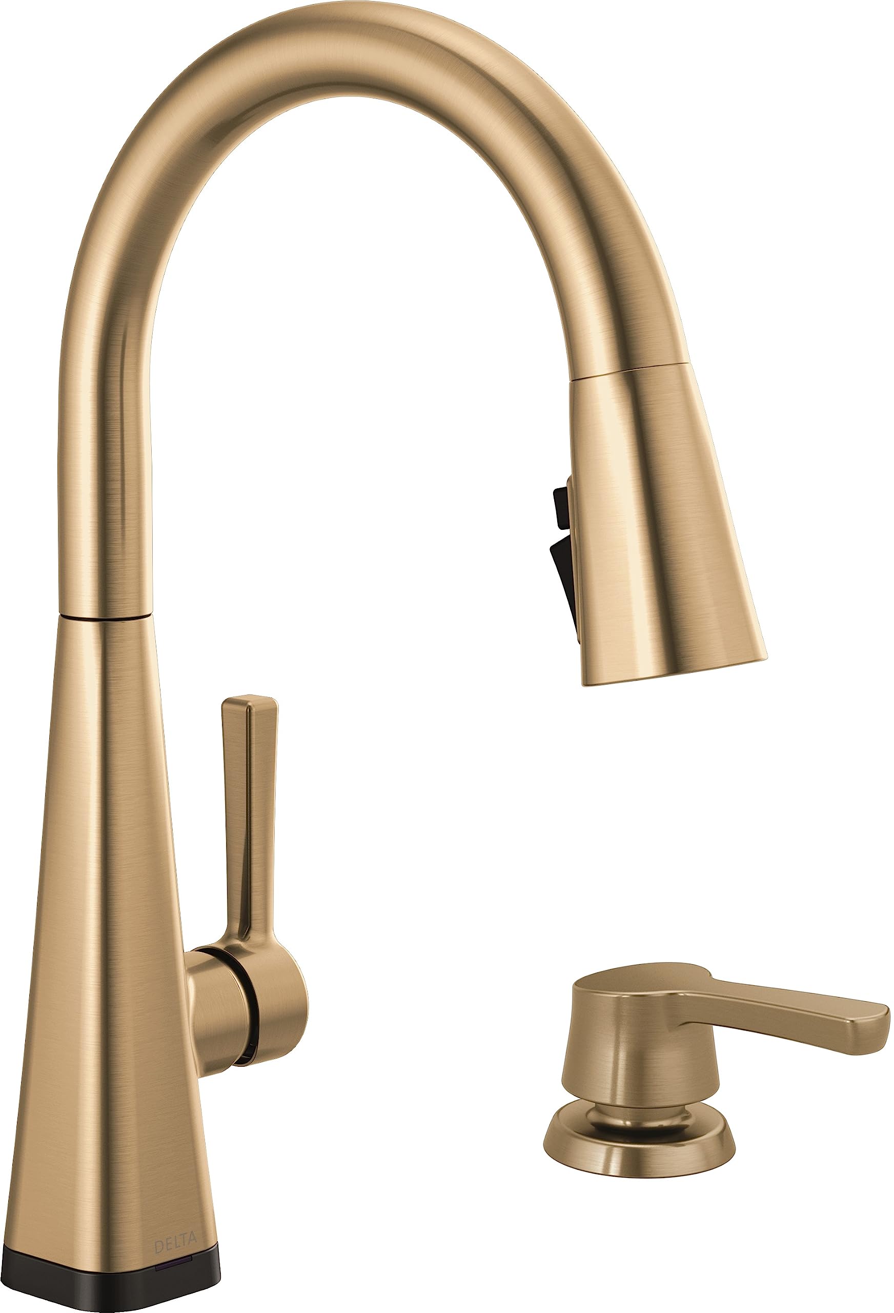 Delta Gold Kitchen Faucet with Touch2O & Soap Dispenser for Modern Sinks