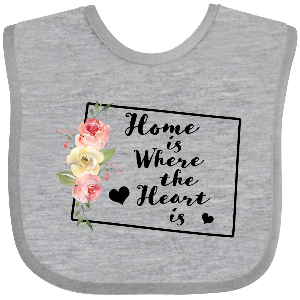 Inktastic Colorado Home Is Where the Heart Is Watercolor Floral Baby Bib - Soft Cotton Drool Bib for Infants & Toddlers, Perfect for Feeding Time, Daycare, and Photo Shoots