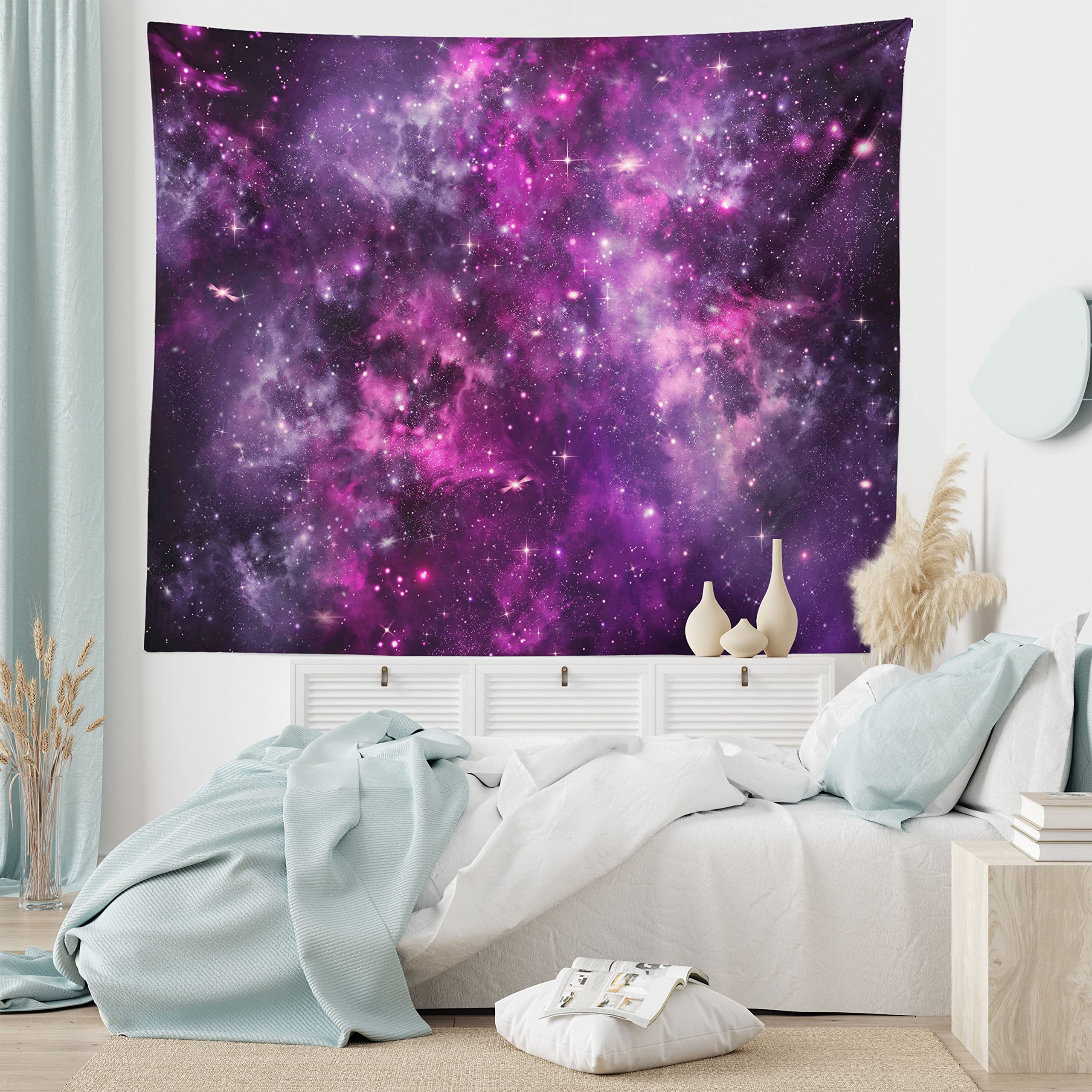 Ambesonne Purple Galaxy Tapestry - Outer Space Nebula with Star Clusters Wall Hanging Decor for Bedroom, Living Room, Dorm - 60
