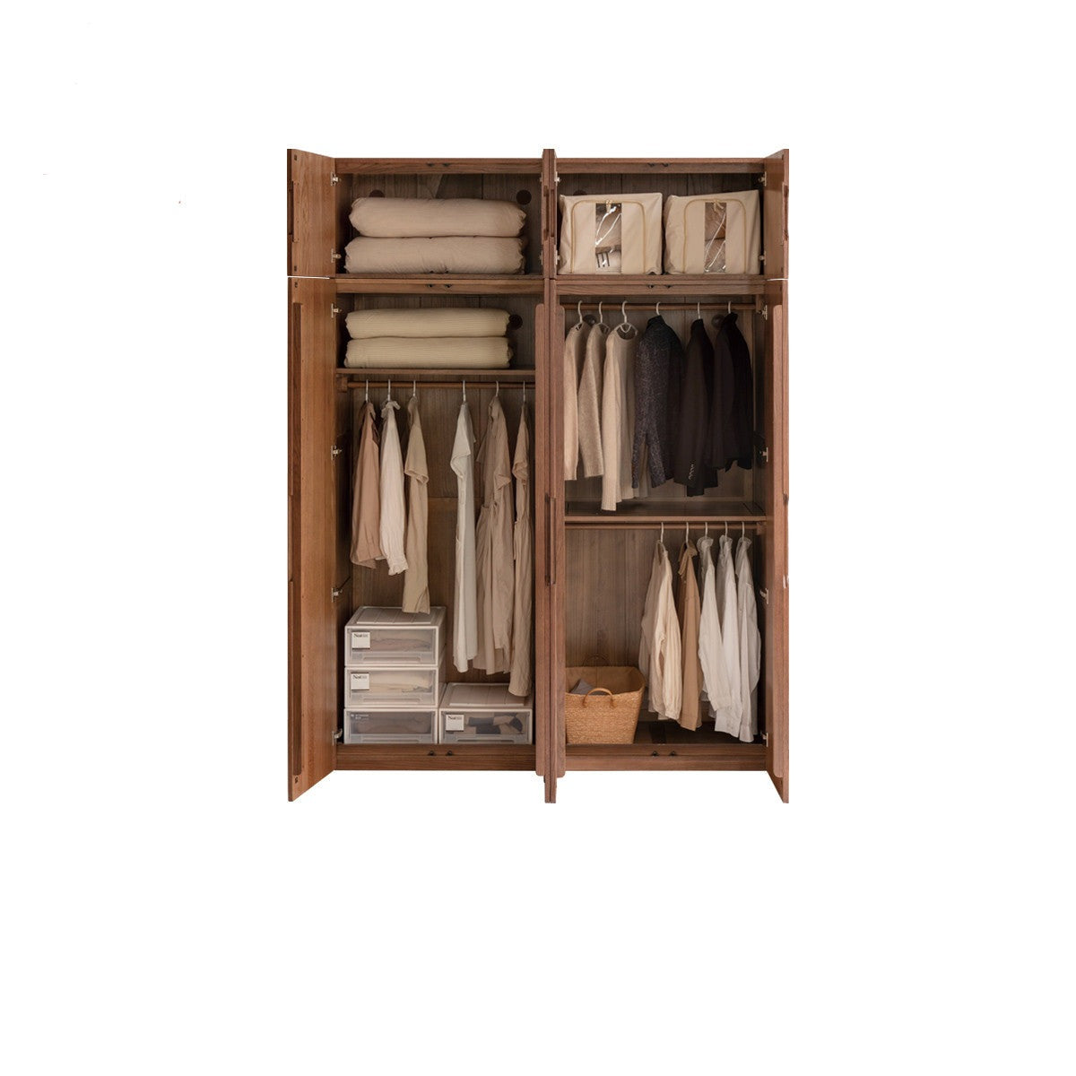 Solid Oak Wood Modern Wardrobe - Stylish & Durable Closet for Bedroom, Walk-In Closet, or Guest Room Storage