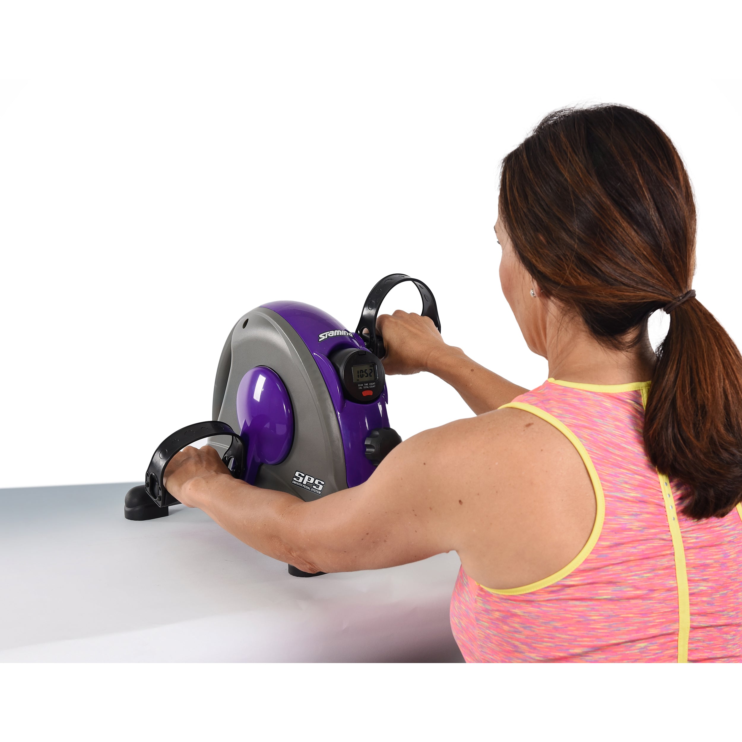 Stamina Mini Exercise Bike with Smooth Pedal System - Portable Under Desk Pedal Exerciser for Home & Office Workouts - Purple Fitness Equipment for Leg & Arm Training