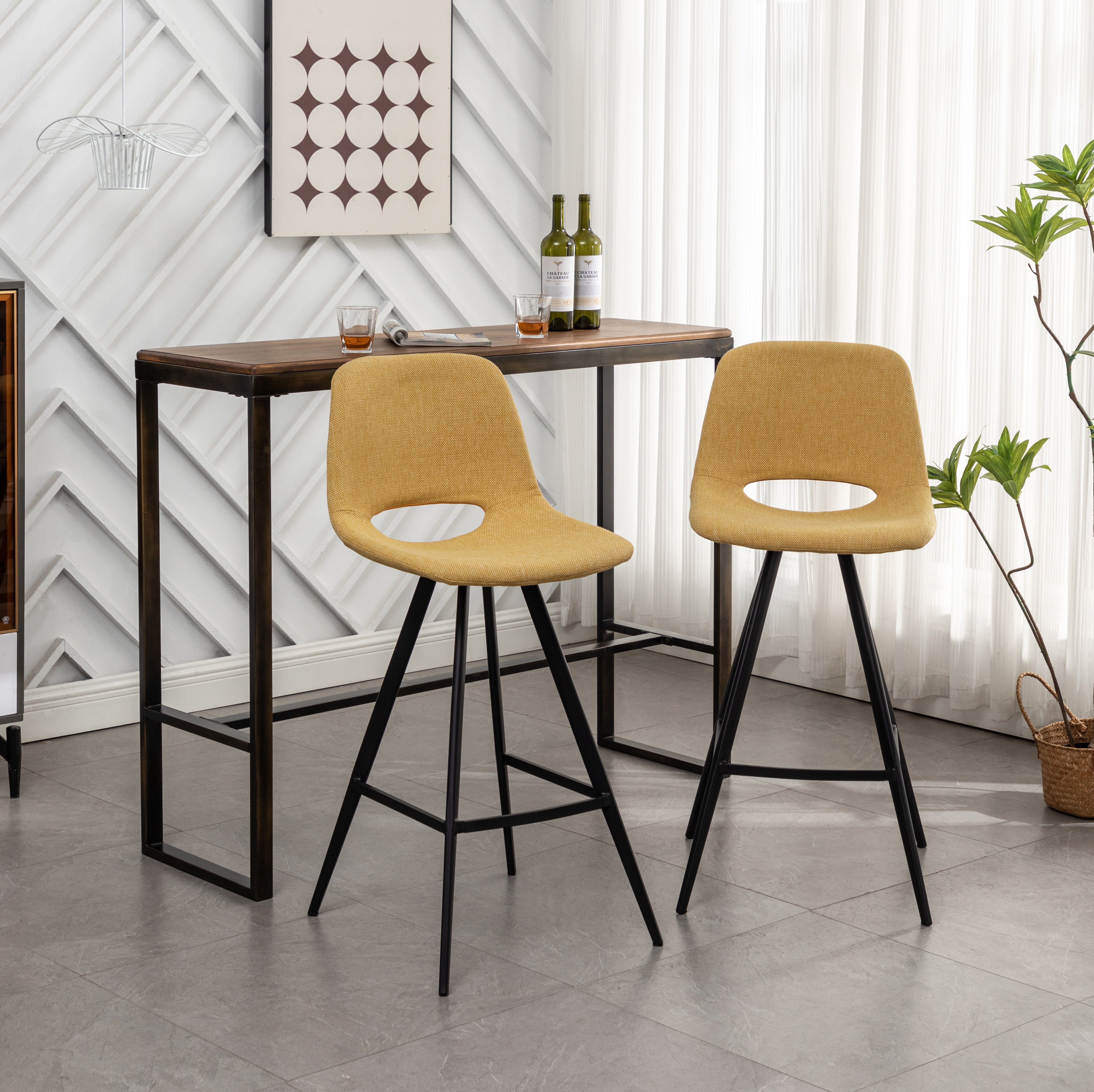 Roundhill Furniture Porth Fabric Kitchen Barstools 28.25