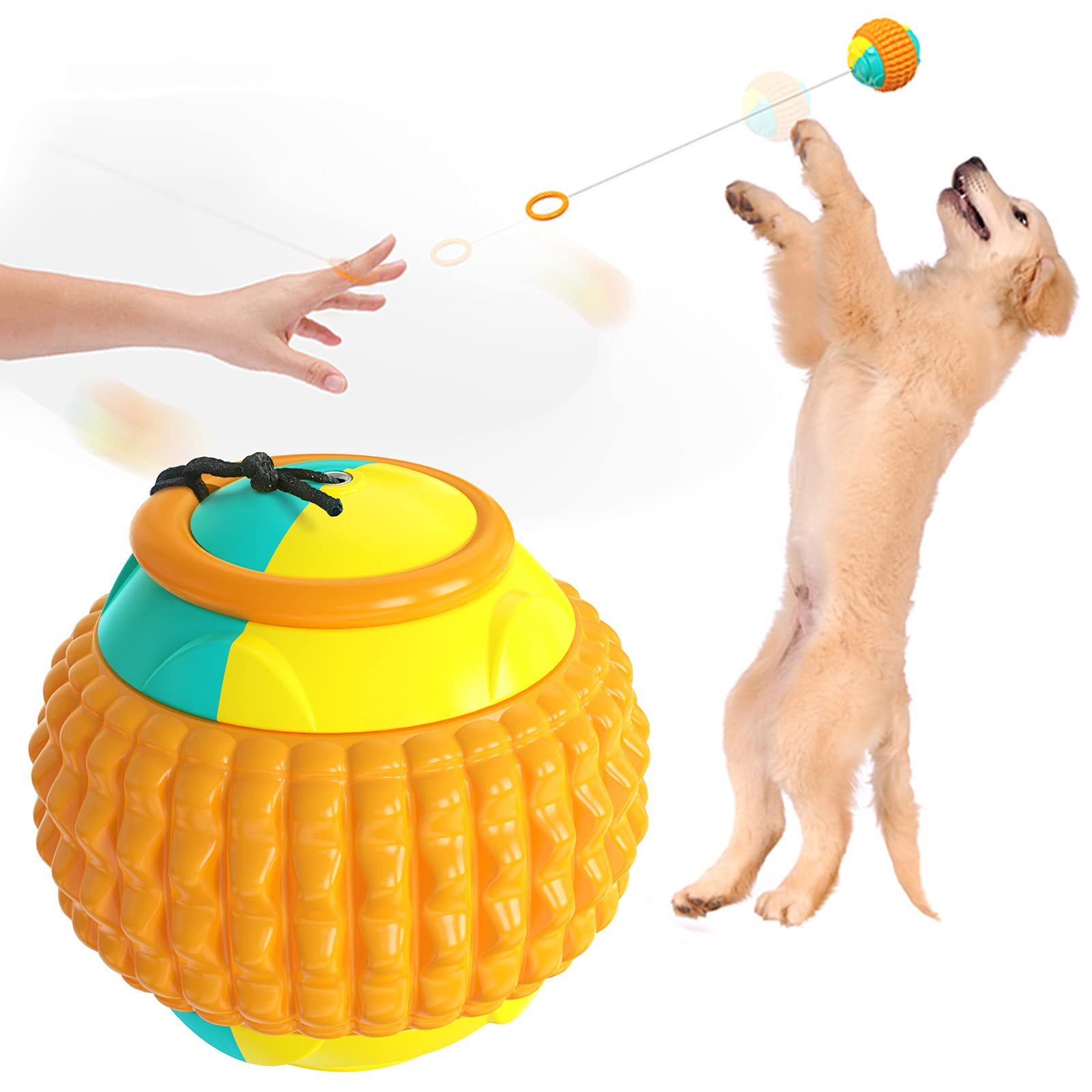 LetYouLike Dog Ball Launcher - Durable Herding Balls for Large Dogs, Interactive Dog Toy with Ball Thrower for Outdoor Play, Fetch Training & Exercise - Bright Yellow