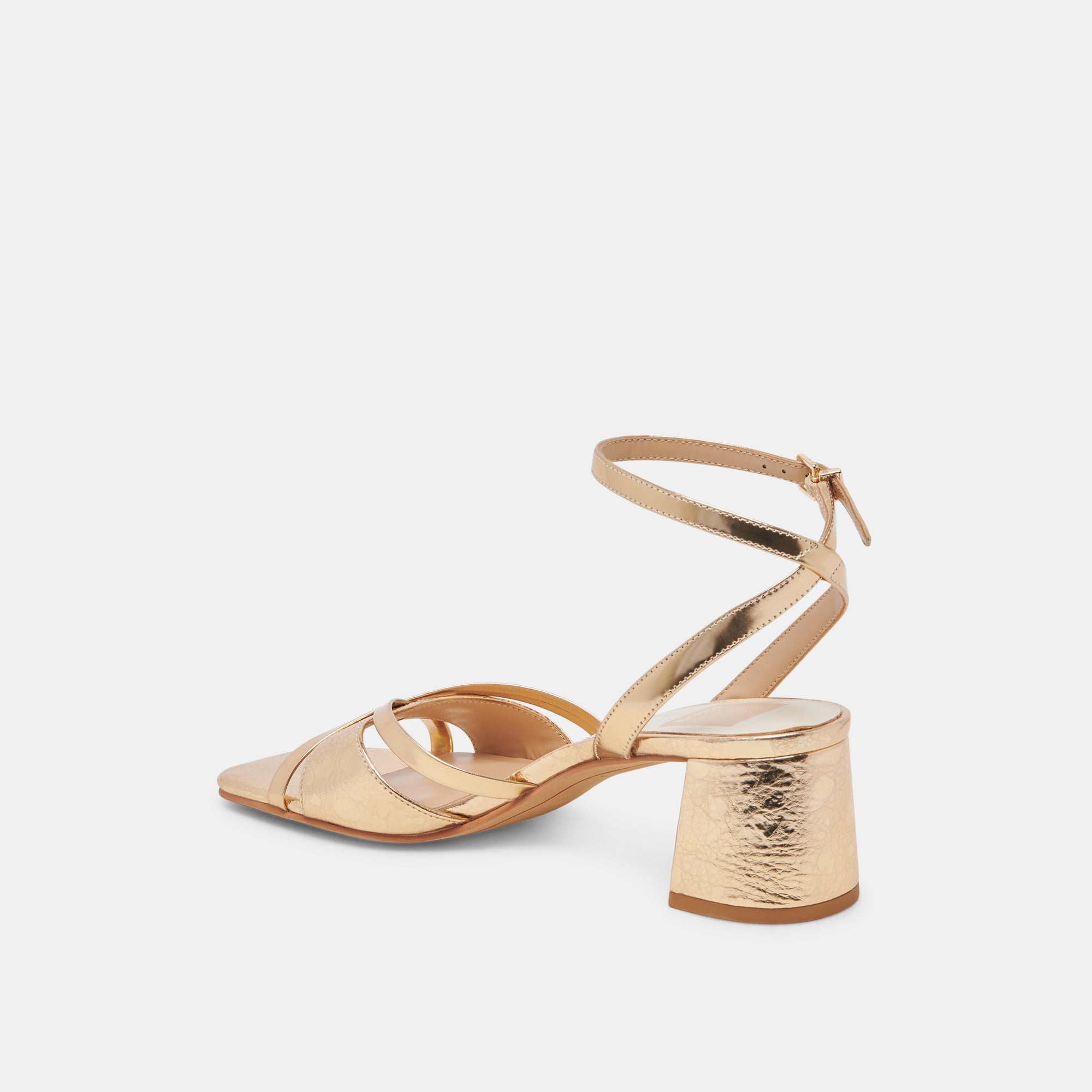 BLAKLY Women's Gold Distressed Leather Heels - Stylish High Heel Shoes for Evening Parties, Weddings & Date Nights