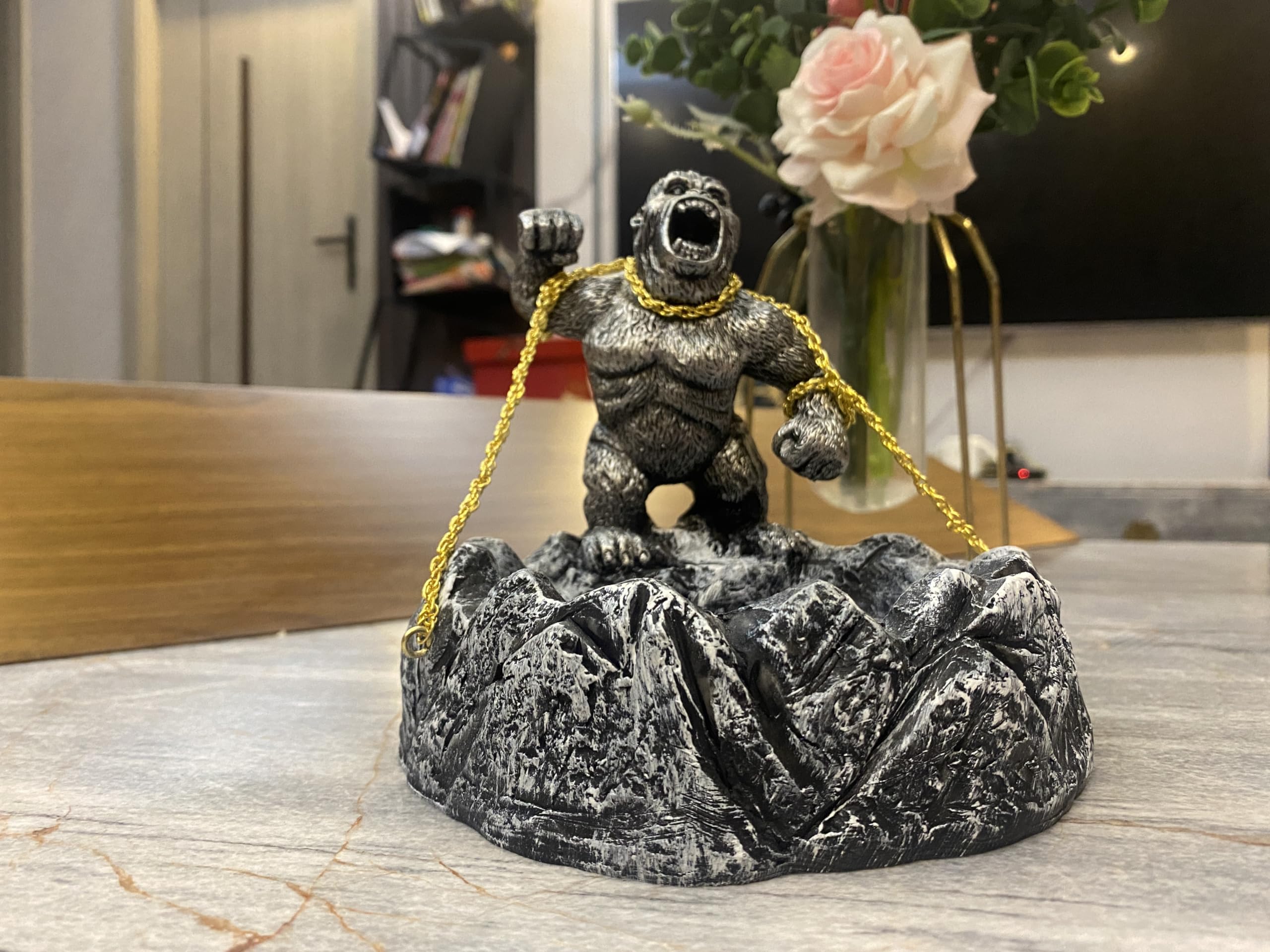 Unique Gorilla Sculpture Candy Bowl - Modern Office & Home Decor for Coffee Table, Shelf, Living Room - Perfect Gift for Animal Lovers & Art Collectors