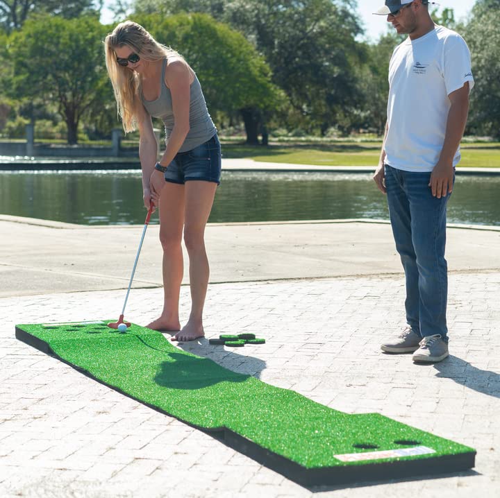 PutterBall Original Golf Pong Game Set - 2 Putters, 2 Balls & Hole Covers - Backyard Putting Green Mat for Indoor & Outdoor Fun - Perfect Party Game for Home, Office, Beach - Great Gift for Family & Friends - Ideal for BBQs, Tailgating & Backyard Parties