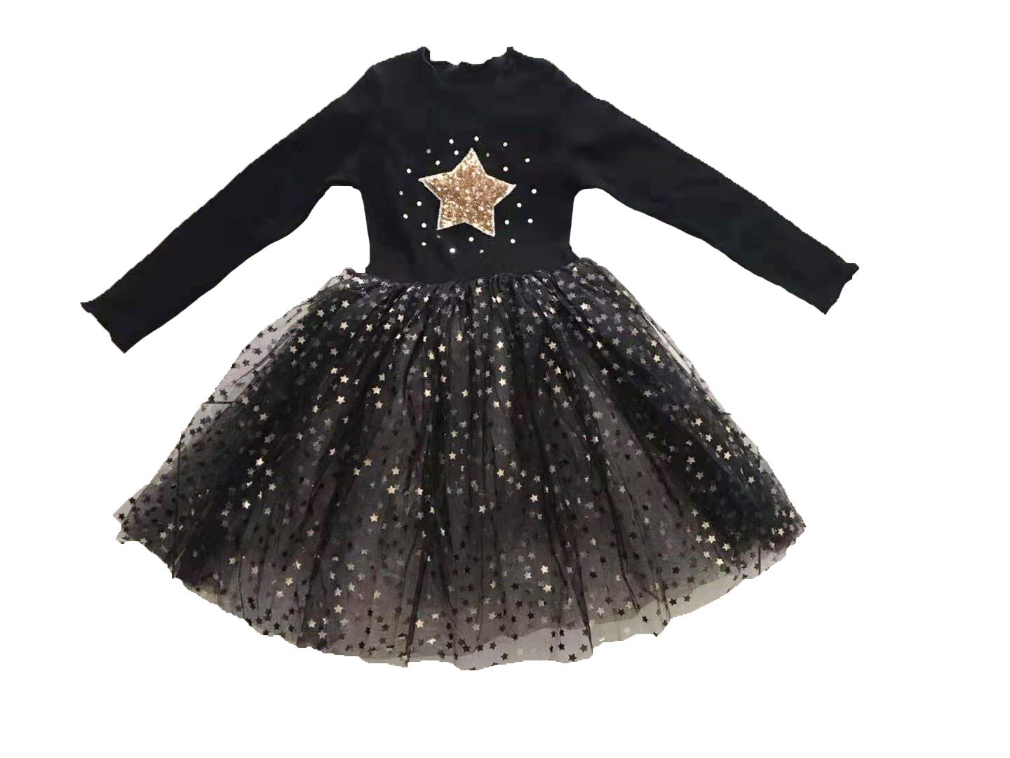 Black Star Dust Tutu Dress for Girls - Elegant Party, Dance, and Photo Shoot Outfit