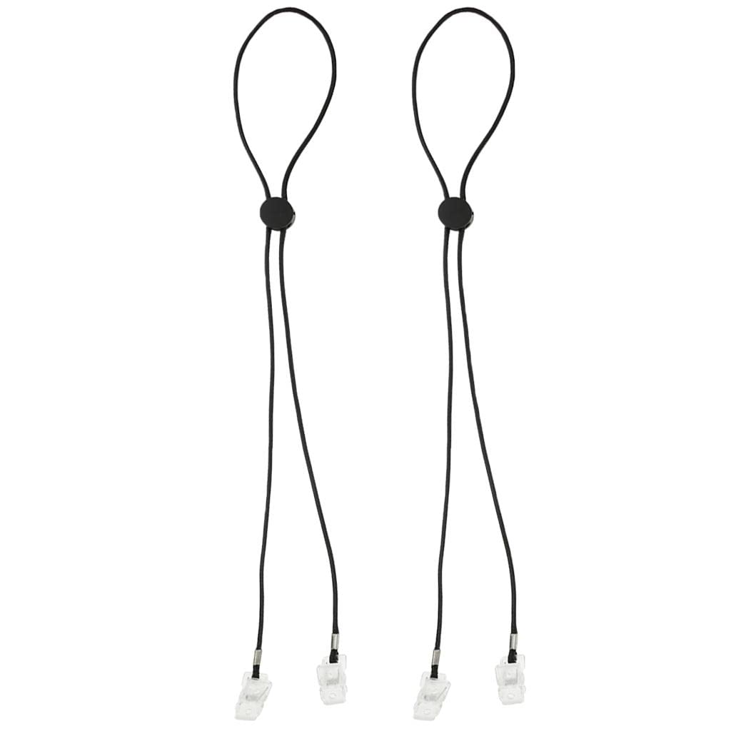 Shamjina 2-Pack Adjustable Napkin Clip Lanyard Neck Strap - Mealtime Aid for Elderly, Adults & Babies - Black - Perfect for Dining, Travel & Special Needs Care
