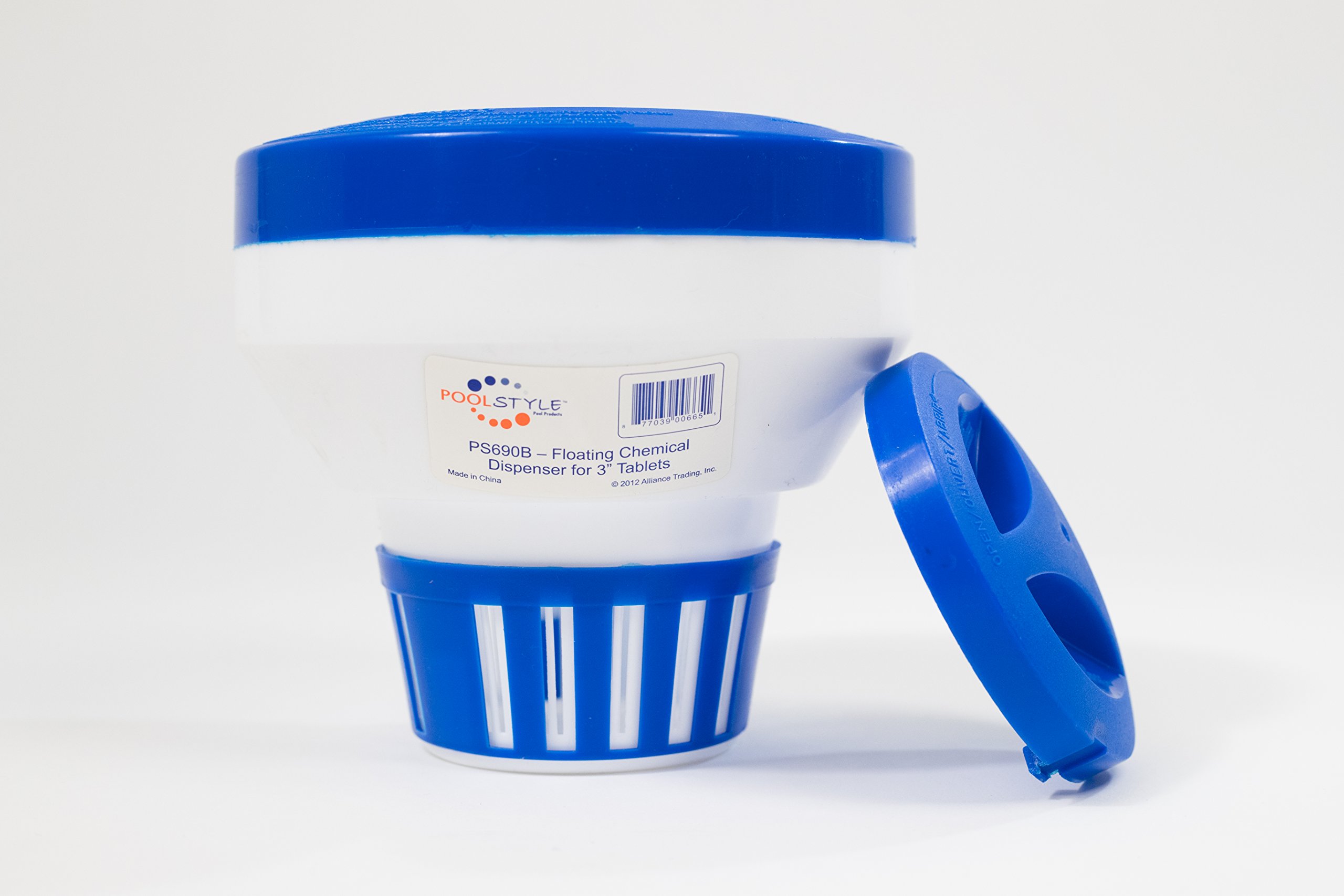 PS690 Chemical Dispenser for 3-Inch Pool Chlorine Tablets | Blue & White Automatic Pool Chemical Feeder | Perfect for In-Ground & Above-Ground Pools
