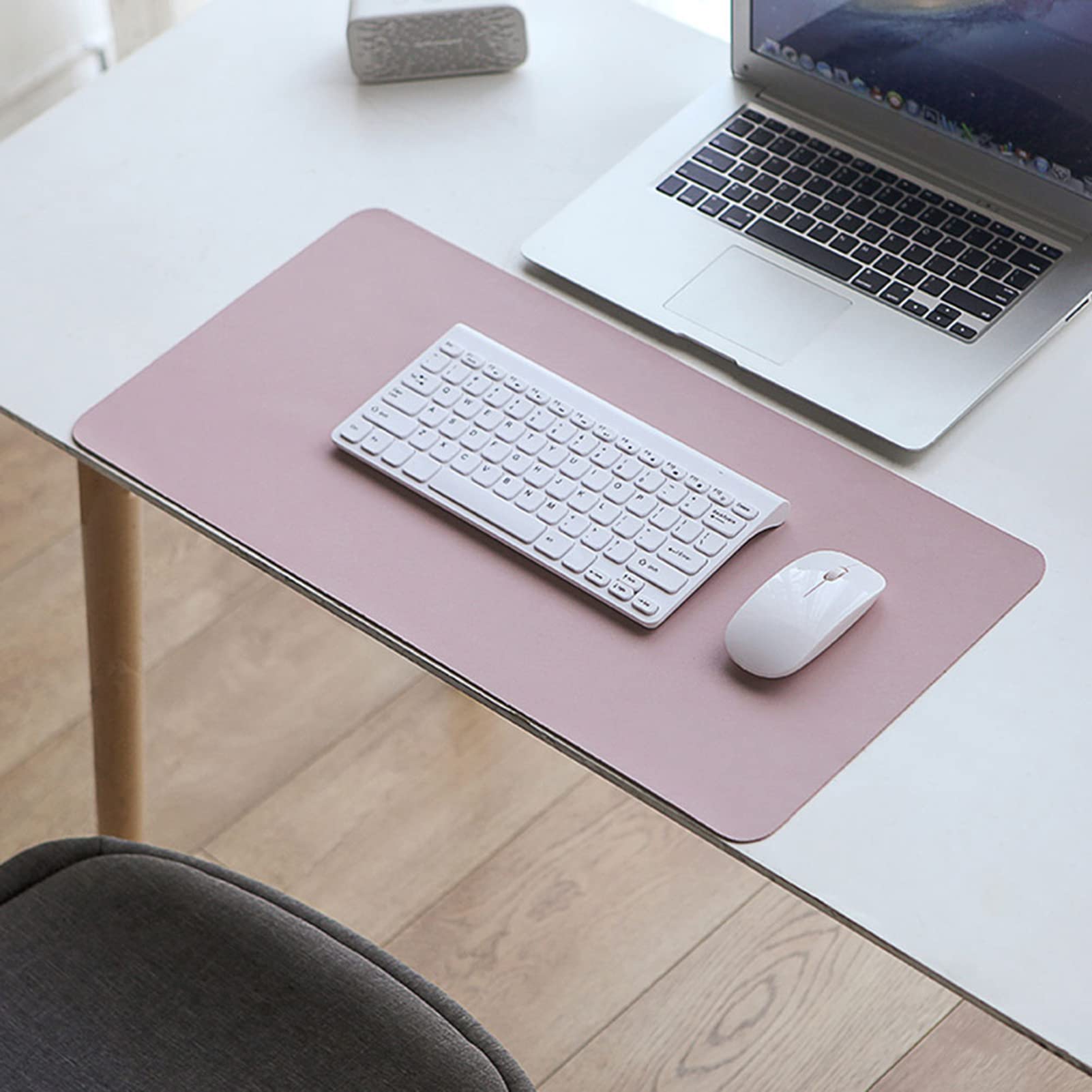 Premium PU Leather Desk Pad & Mouse Pad - Extra Large 80x40cm, Ultra Thin Waterproof Office Desk Mat for Gaming, Work & Home Use - Pink (Ideal for Computer, Laptop & Office Workspace)