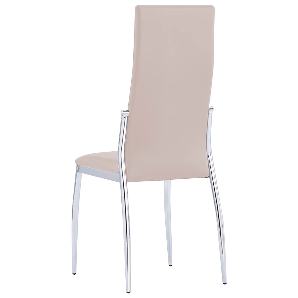 4-Piece Cappuccino Faux Leather Dining Chairs Set - Modern Kitchen Chairs with Chrome Metal Legs & High Back Design - Perfect for Dining Room, Living Room, Office or Waiting Area