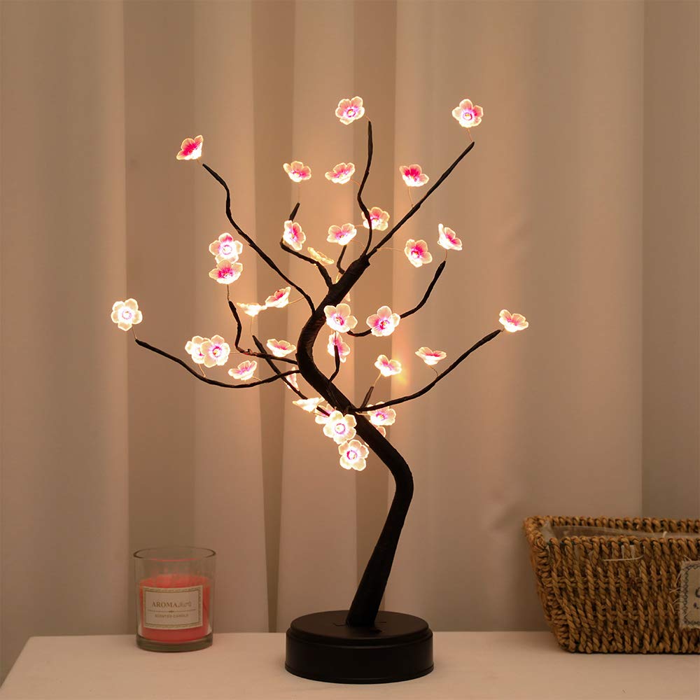 Cherry Bonsai Tree LED Lamp - 36 Warm White Lights for Living Room, Bedroom & Christmas Decor | DIY Artificial Tree Light for Home Aesthetic & Gift Ideas | Perfect for Cozy Ambiance, Holiday Lighting & Room Decoration