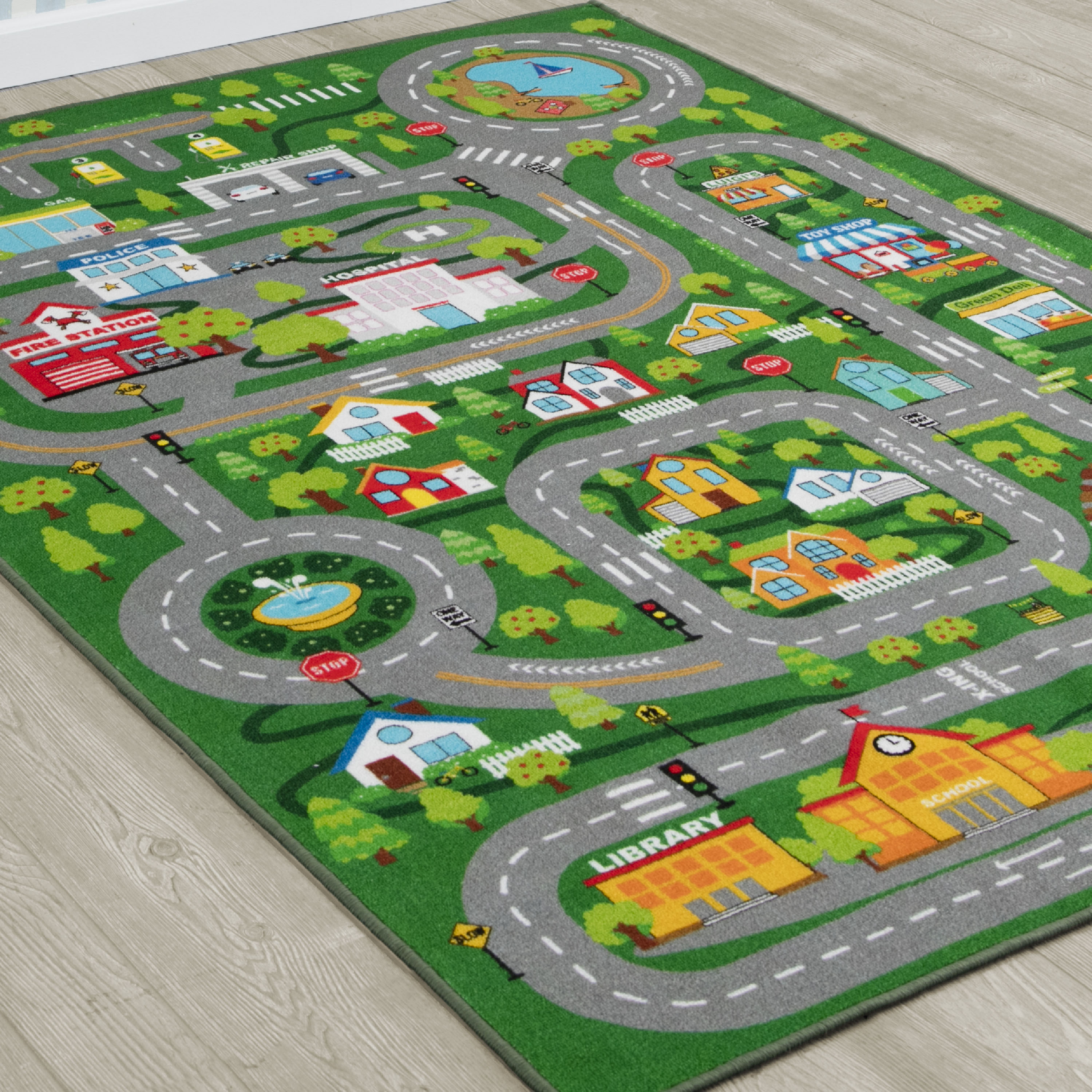 Extra Large 78x54 Inch Road Map Activity Rug for Kids - Playroom & Classroom Carpet for Boys and Girls - Perfect for Learning Geography & Pretend Play