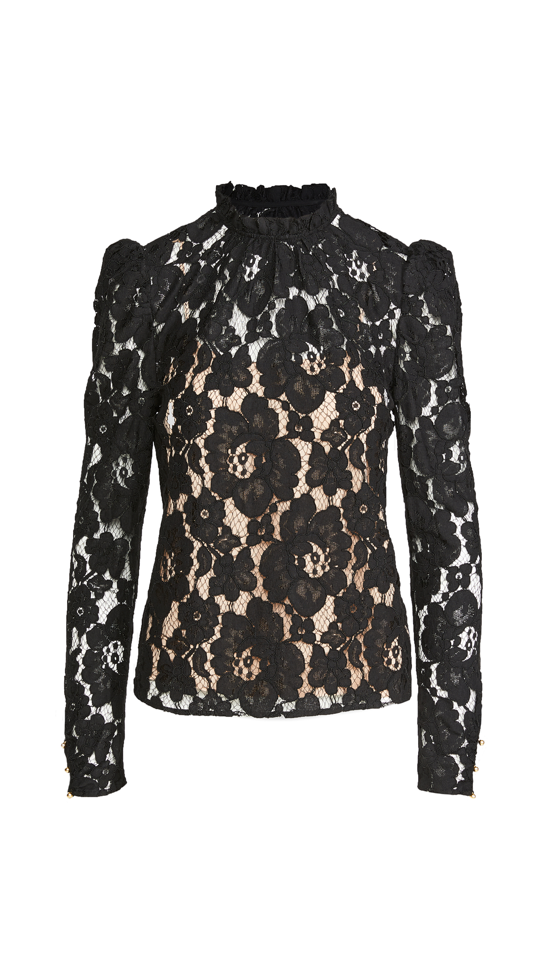 WAYF Women's Emma Puff Sleeve Lace Blouse - Elegant Floral Lace Top for Casual Wear & Date Nights | Perfect for Spring & Summer Outfits, Office to Dinner Dates