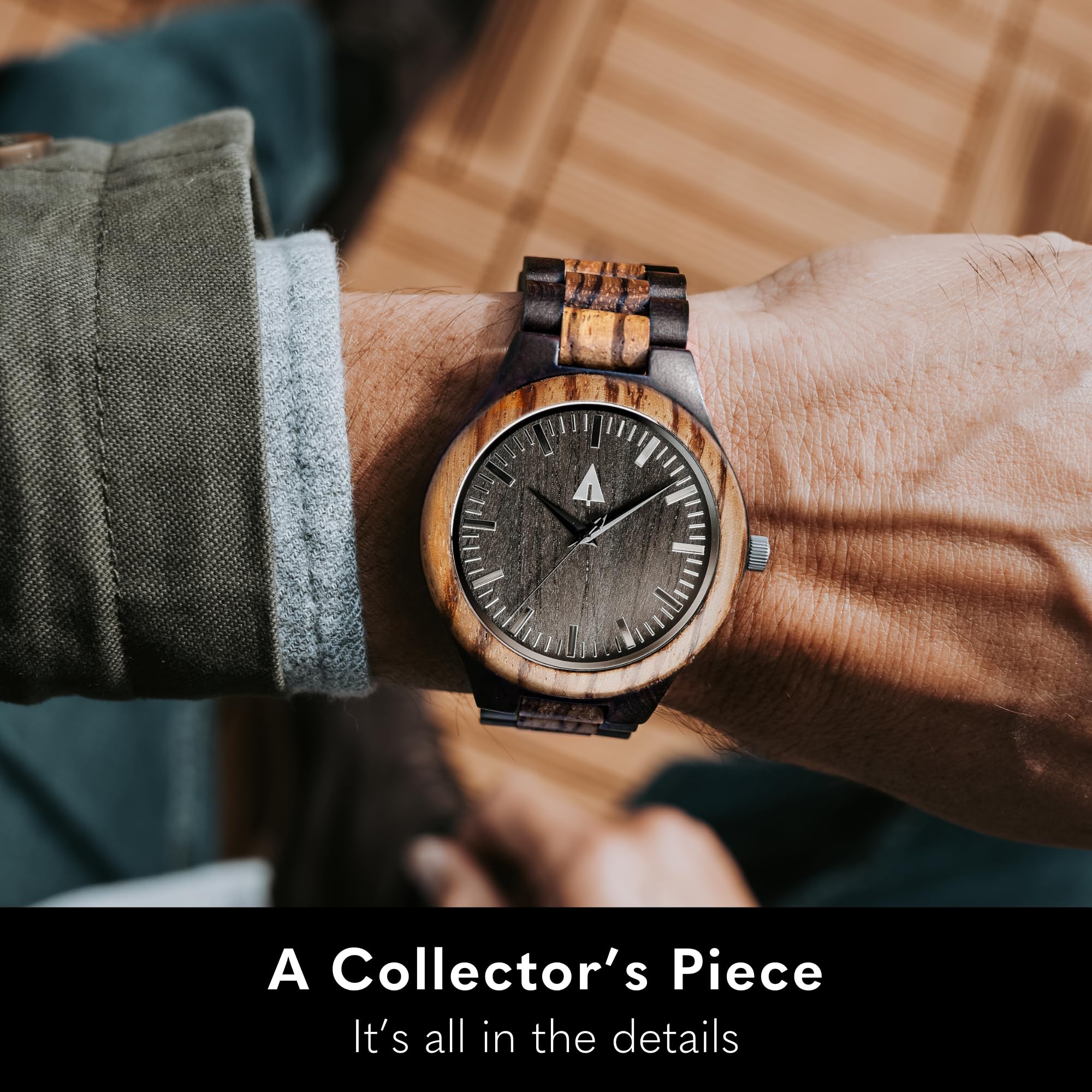 Men's Wooden Watches - Japanese Quartz Analog, Ebony & Walnut - Stylish for Daily Wear