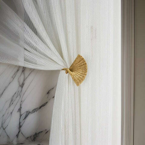 Vintage Annapolis Art Deco Metal Curtain Tiebacks - Elegant Hand Fan Design for Window Drapes, Perfect for Living Room & Bedroom Decor