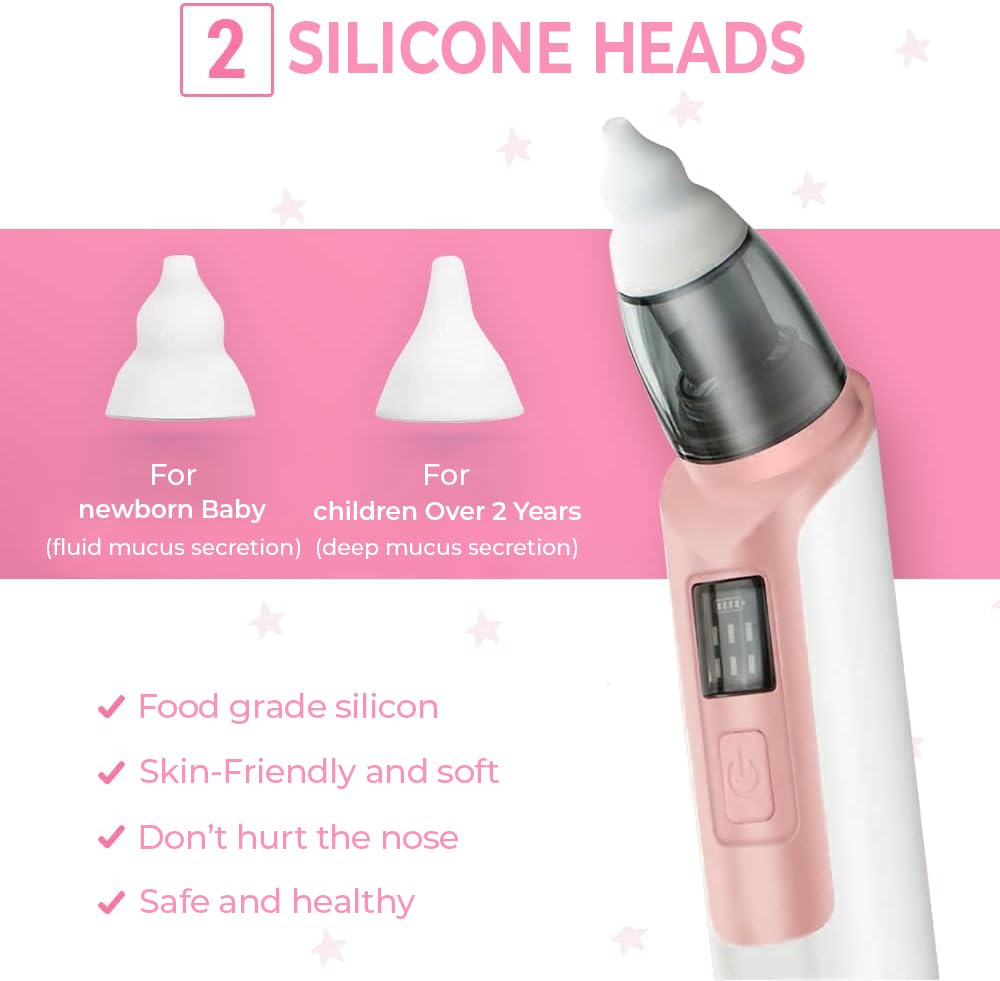 Electric Baby Nasal Aspirator - 6 Suction Levels, USB Rechargeable for Newborns at Home & Travel