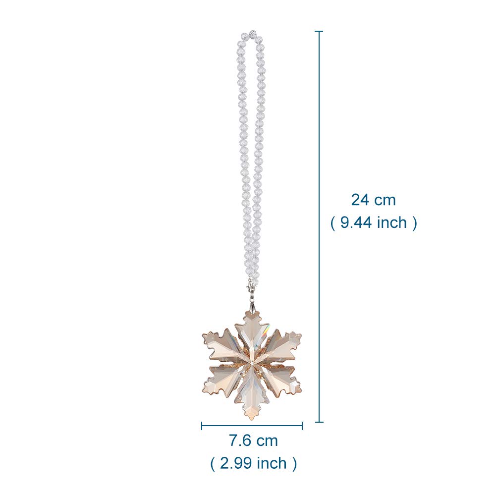 Elegant Crystal Snowflake Car Rear View Mirror Pendant - Champagne Christmas Car Hanging Ornament & Lucky Charm | Perfect for Holiday Decorations, Gift Giving & Year-Round Vehicle Accessories