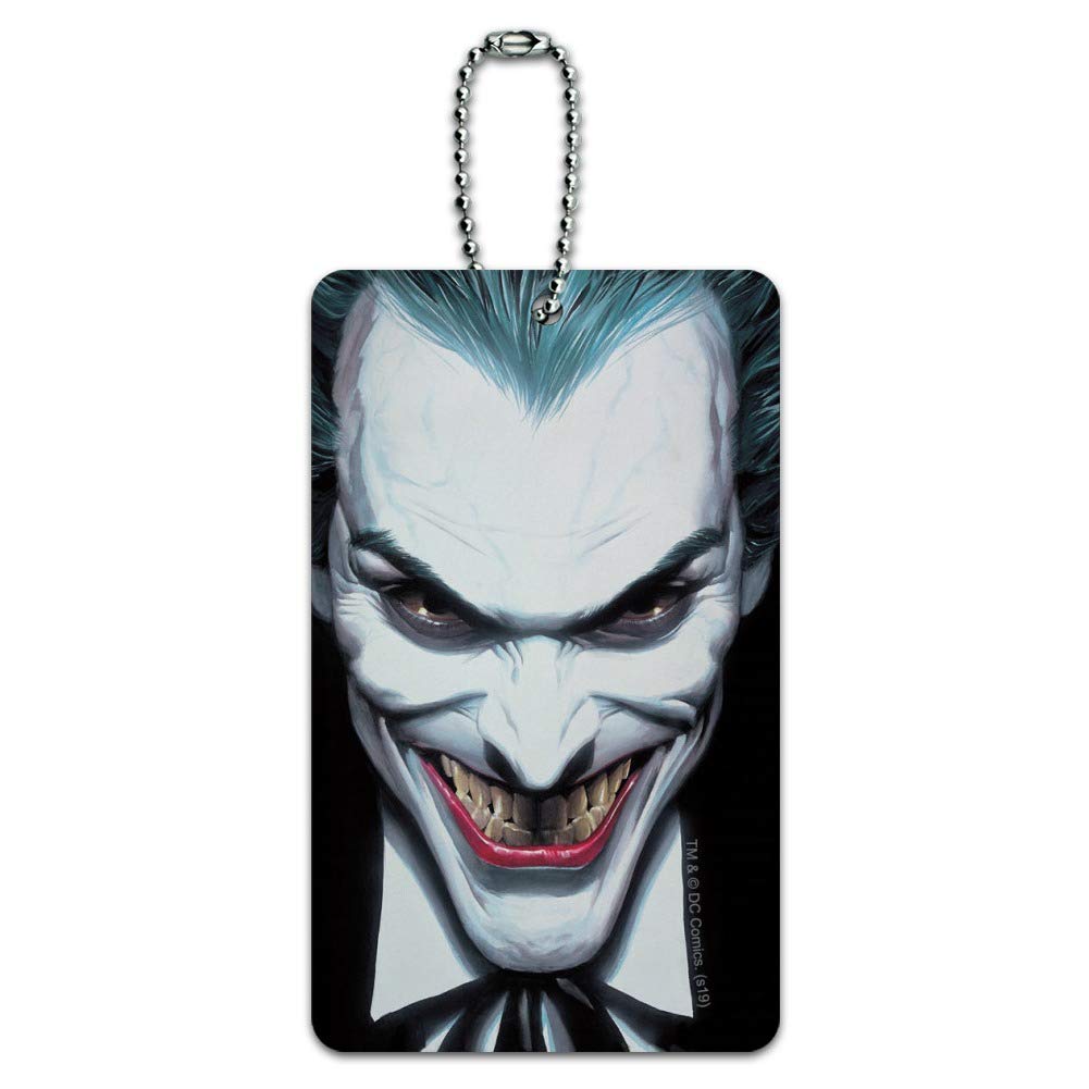 Batman Alex Ross Joker Head Luggage Tag - Durable Suitcase ID Tag for Carry-On Bags - Perfect for Travel, Cosplay & Comic Conventions