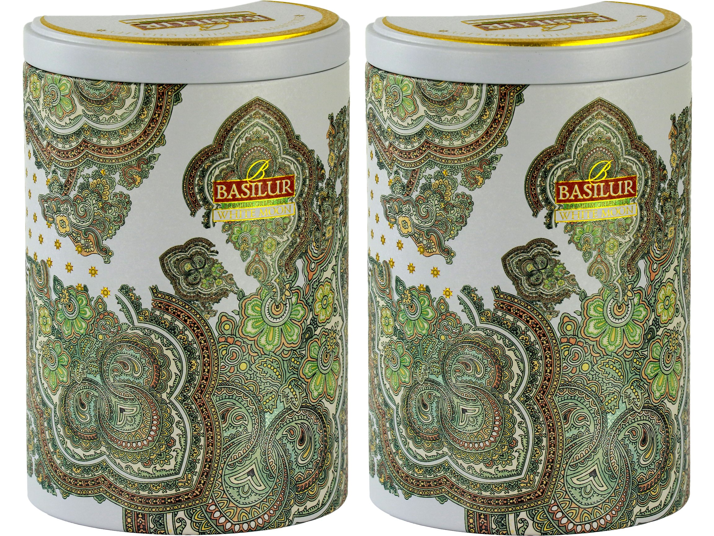 Premium Basilur White Moon Oriental Collection - Milk Oolong Chinese Green Tea in Elegant Metal Caddy (100g/3.53oz, Pack of 2) | Perfect for Afternoon Tea, Gifts & Relaxation Moments